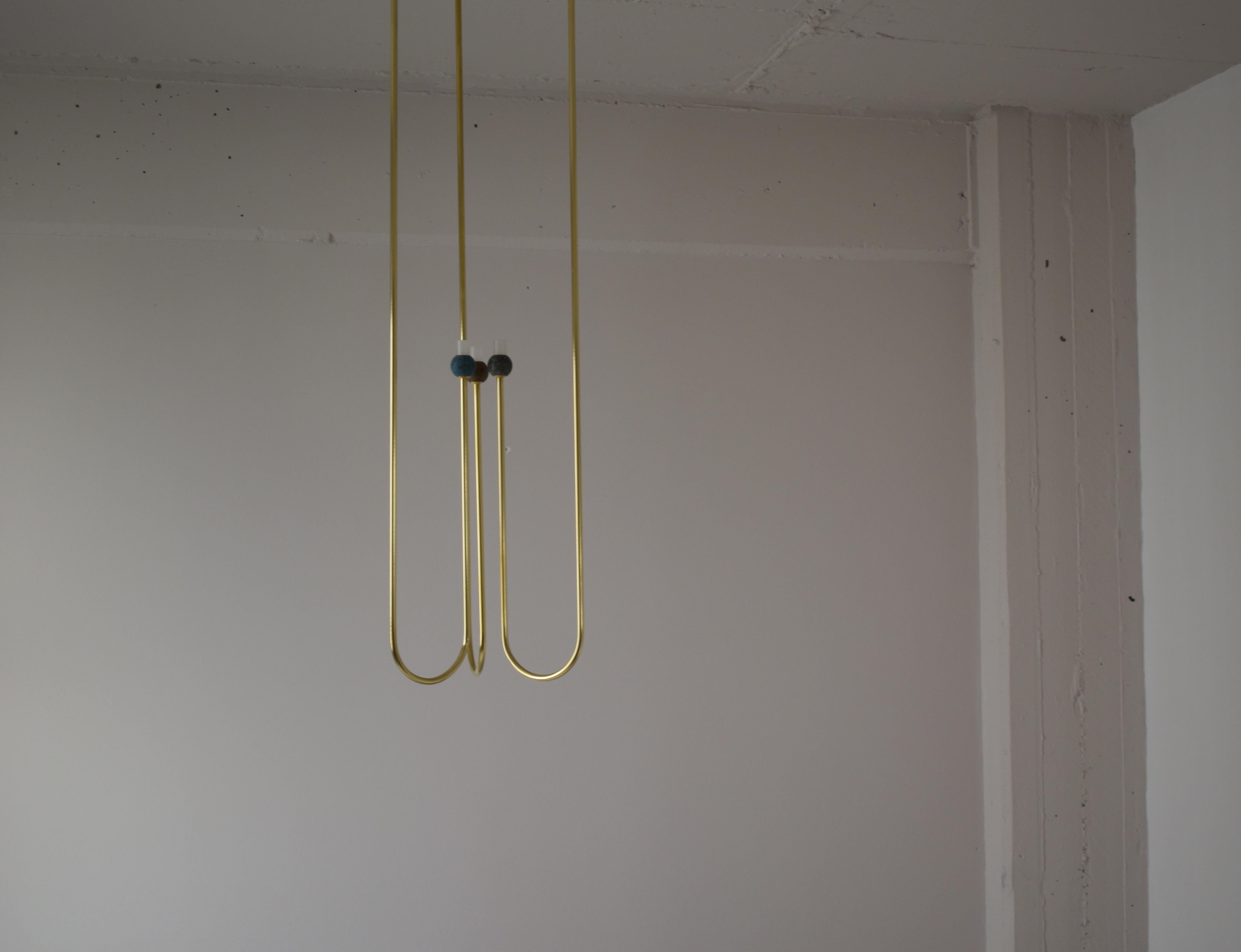 Sculptural Brass Light Suspension, 