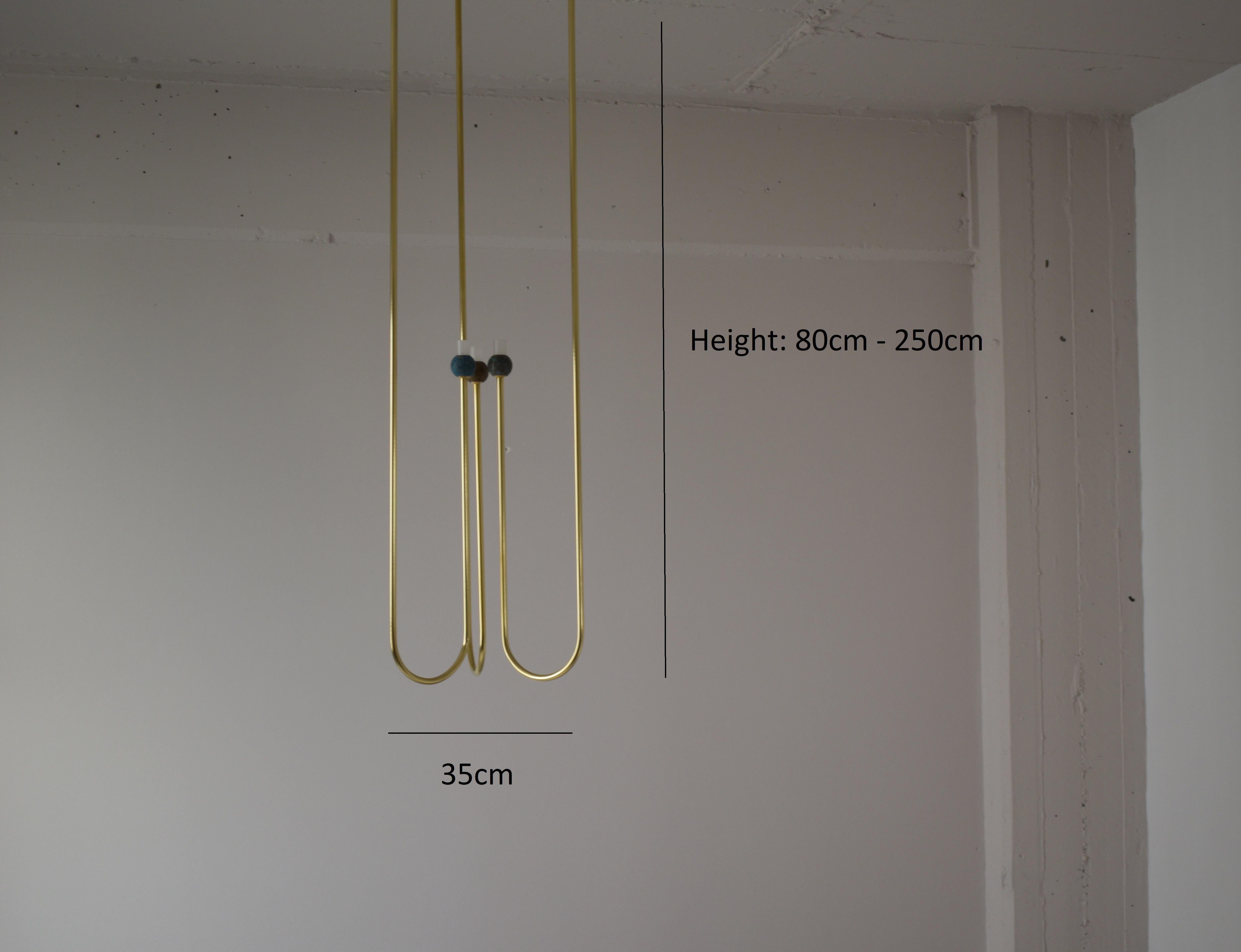 Contemporary Sculptural Brass Light Suspension, 