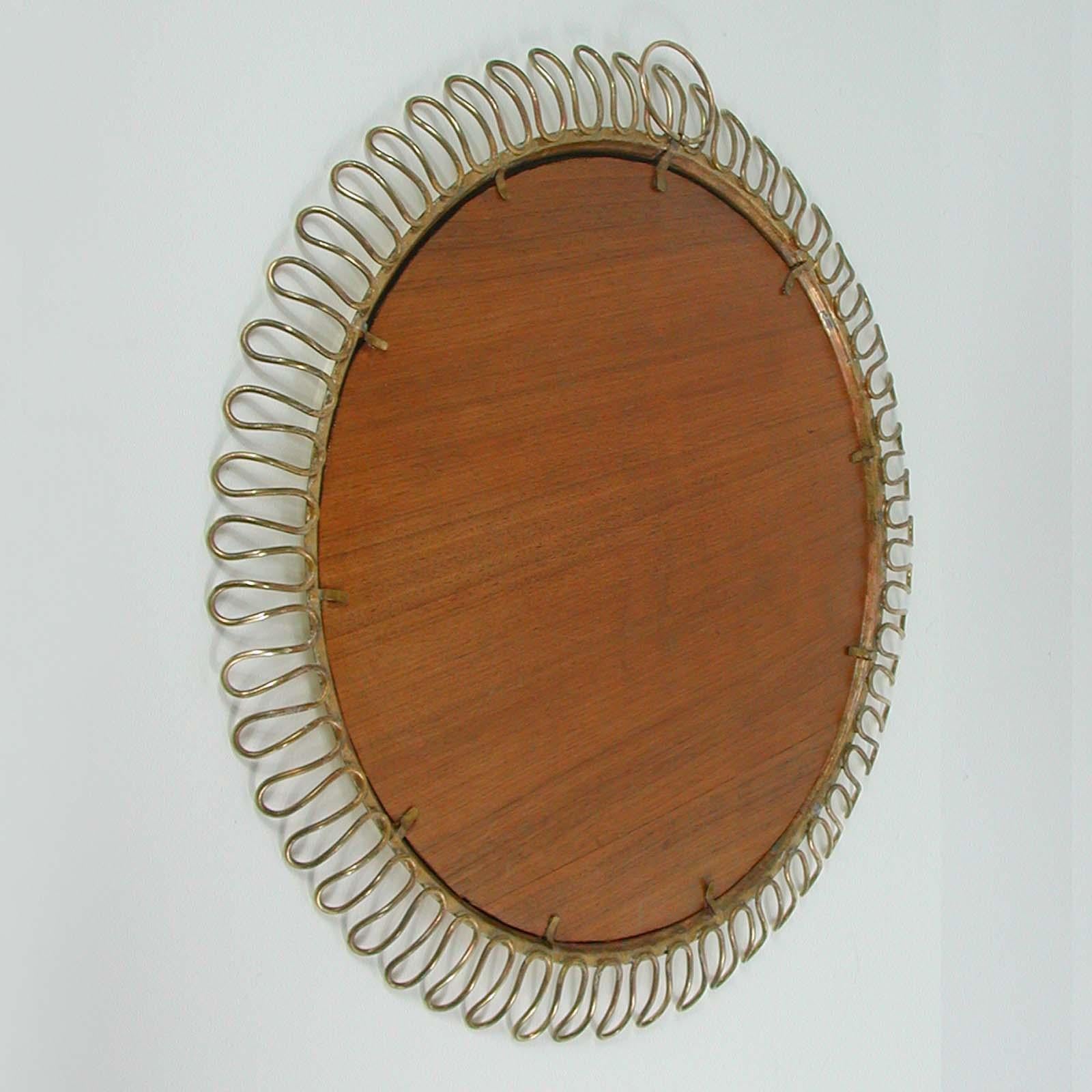 Sculptural Brass round Wall Mirror by Josef Frank Svenskt Tenn, Sweden, 1950s 5