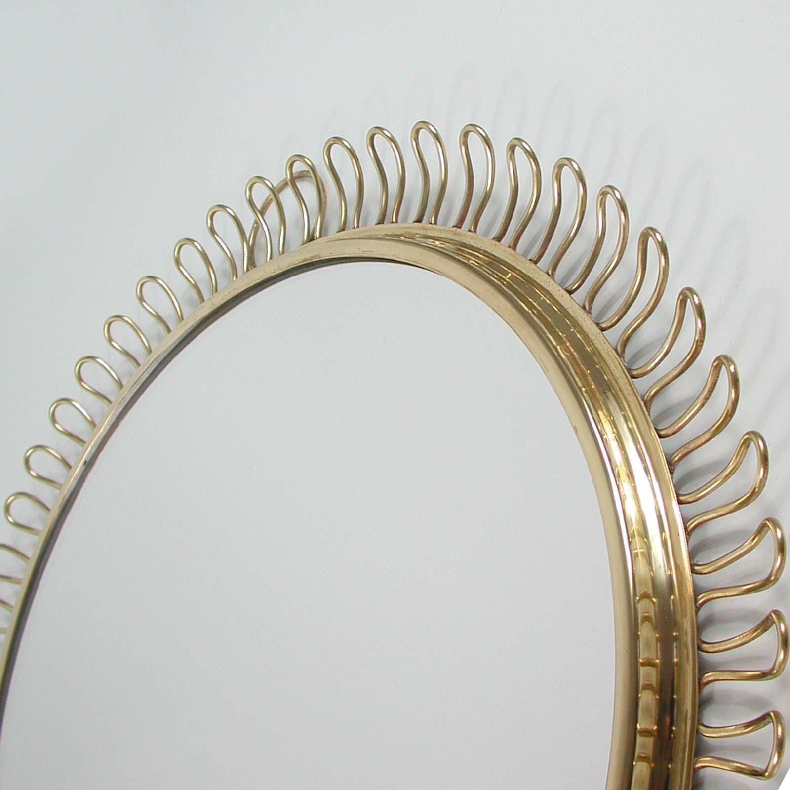 Sculptural Brass round Wall Mirror by Josef Frank Svenskt Tenn, Sweden, 1950s 1