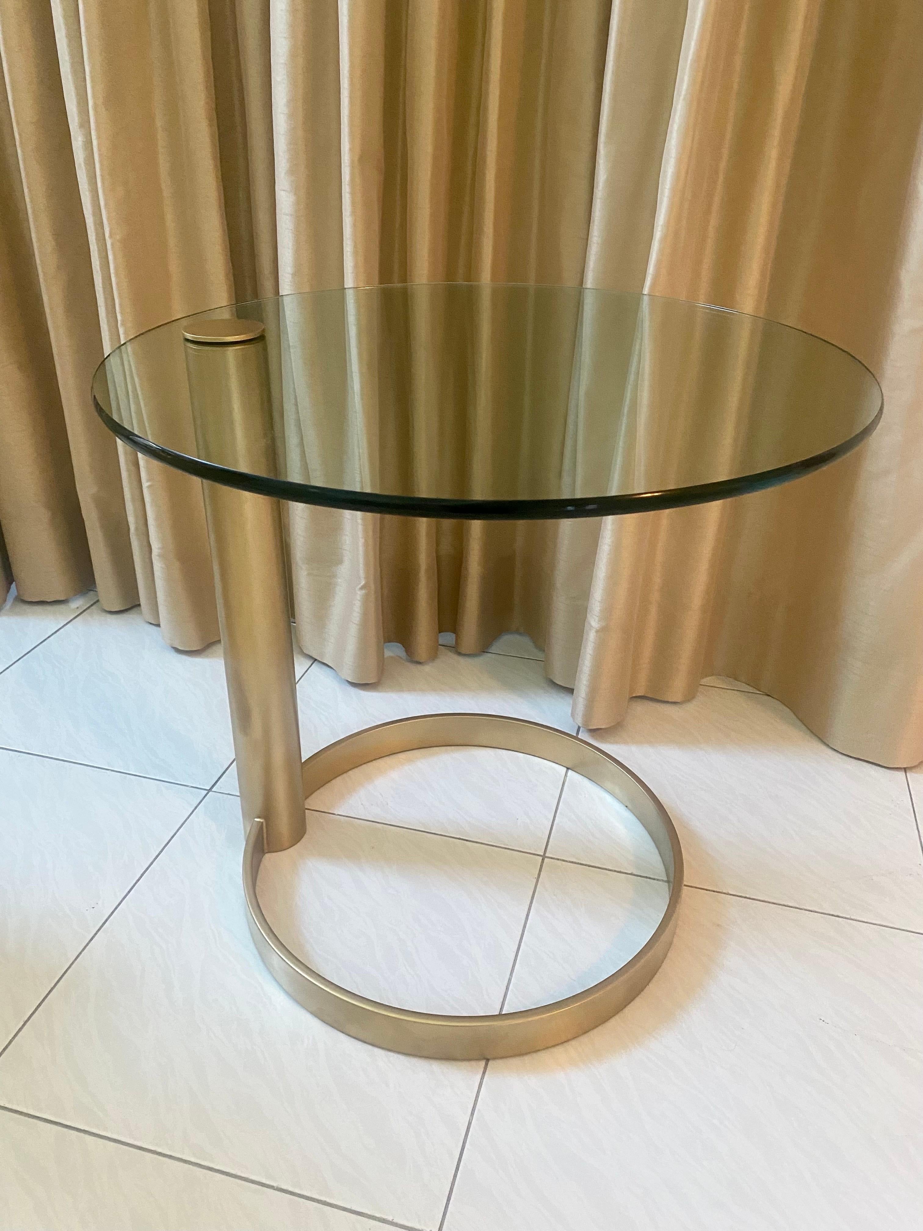 Glass Sculptural Brass Side Table by Pace Collection For Sale