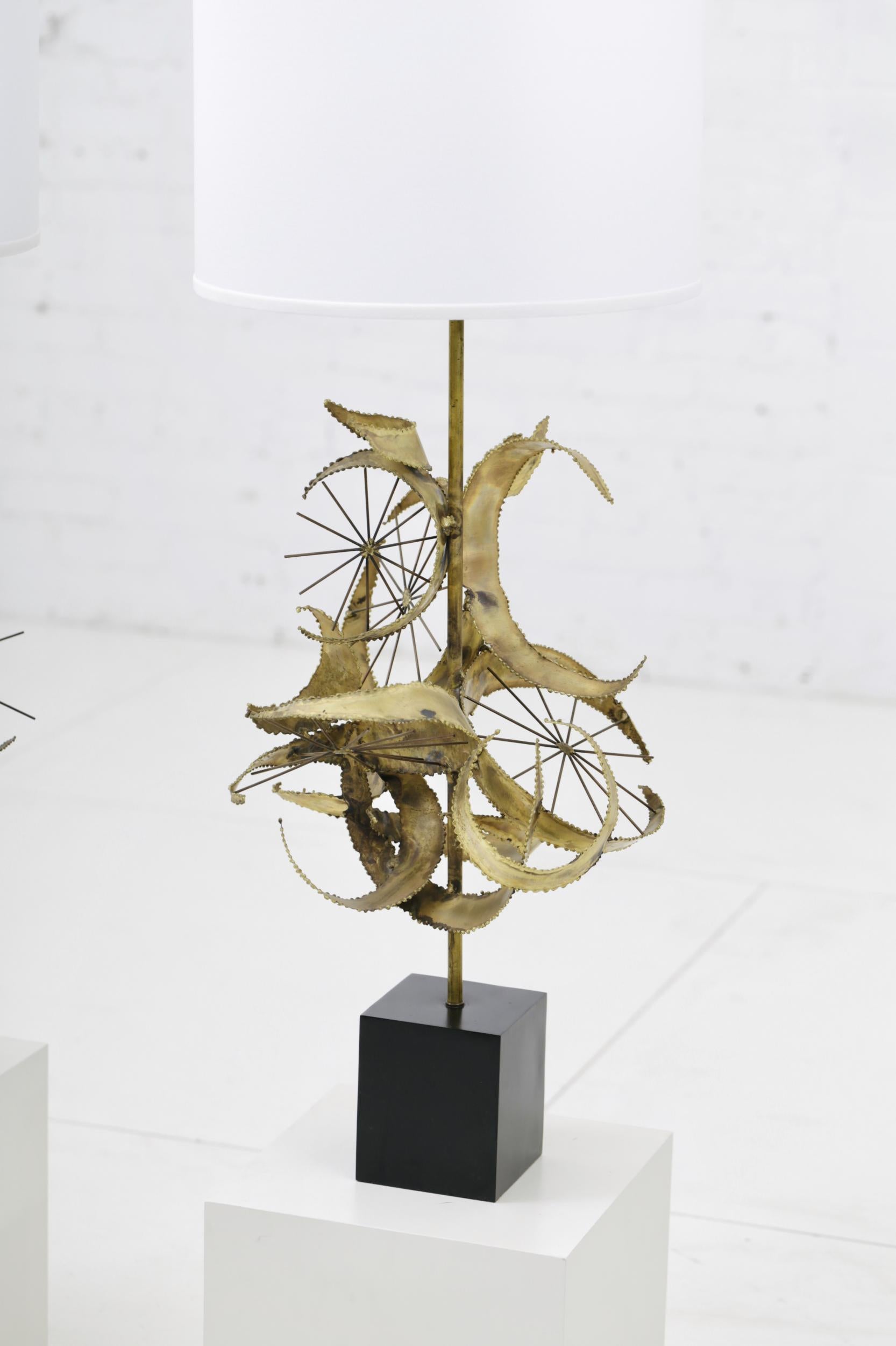 Mid-Century Modern Sculptural Brass Table Lamps by Laurel