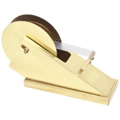 Retro Sculptural Brass Tape Dispenser or Tape Holder Modernist