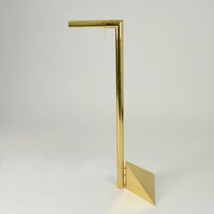 Sculptural Brass Tubular Floor Lamp on Pyramide Foot