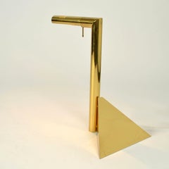 Sculptural Brass Tubular Table Lamp on Pyramide Foot