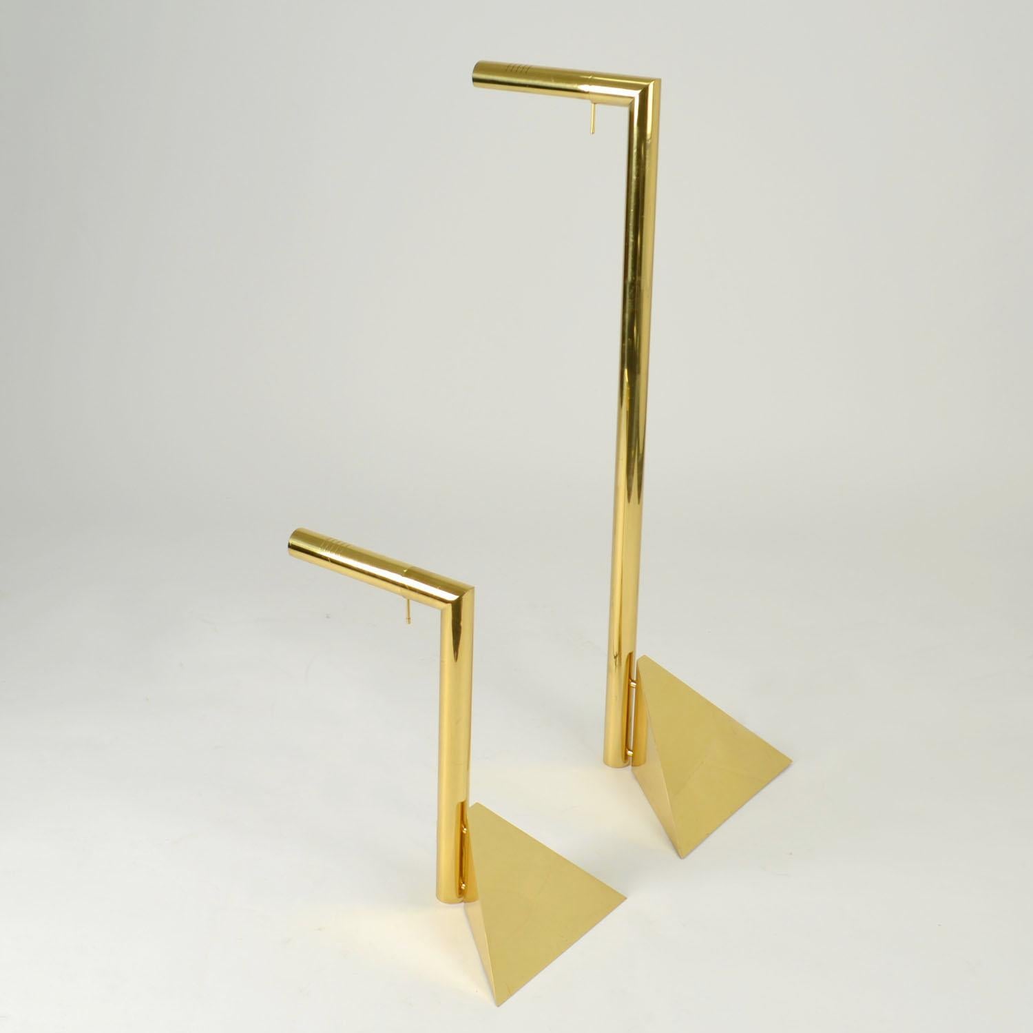 Sculptural Brass Tubular Table Lamp on Pyramide Foot 3