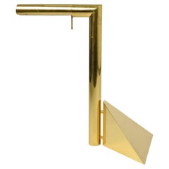Sculptural Brass Tubular Table Lamp on Pyramide Foot