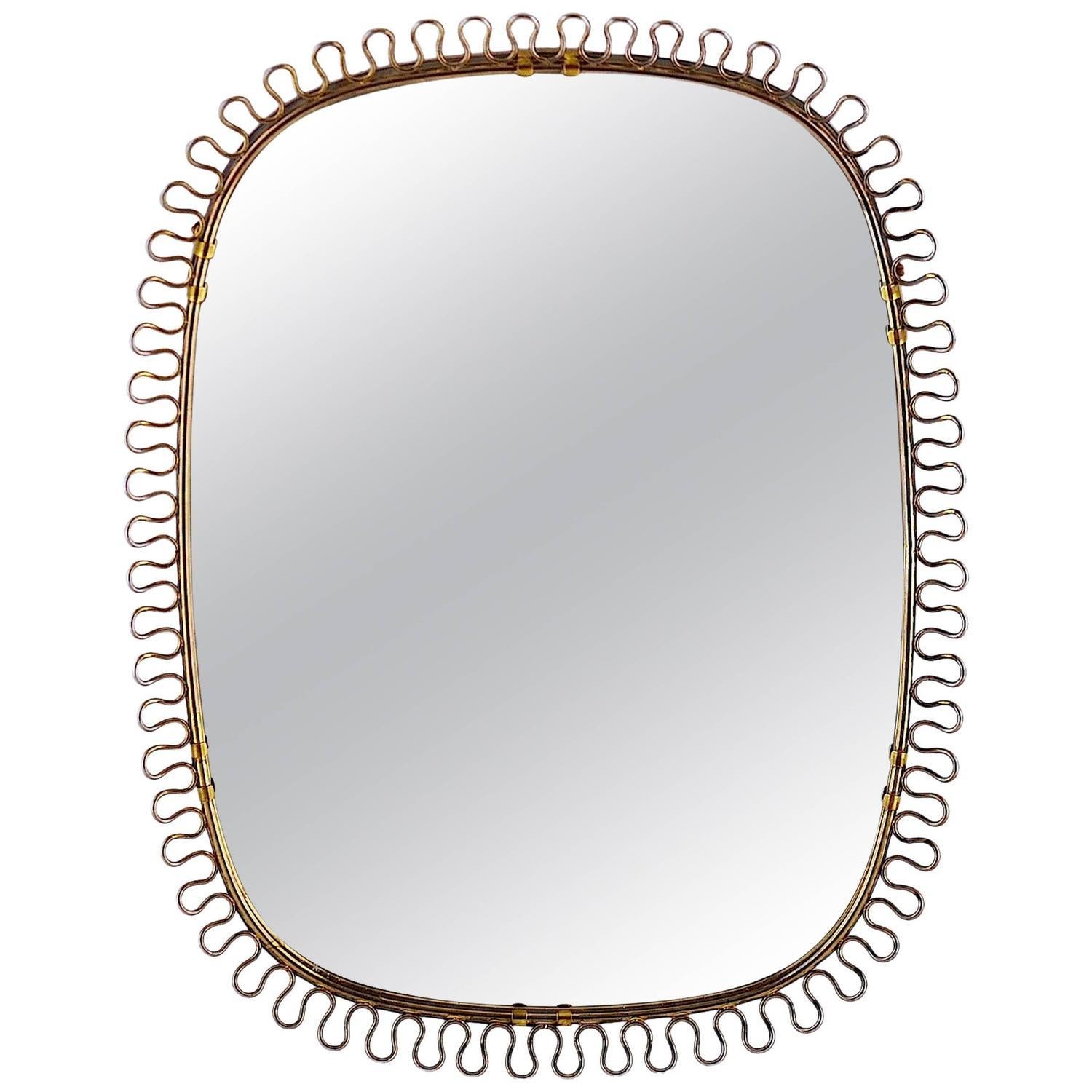 Sculptural Brass Wall Mirror by Josef Frank for Svenskt Tenn, 1950s 10