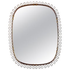 Sculptural Brass Wall Mirror by Josef Frank for Svenskt Tenn, 1950s