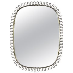 Sculptural Brass Wall Mirror by Josef Frank for Svenskt Tenn, 1950s