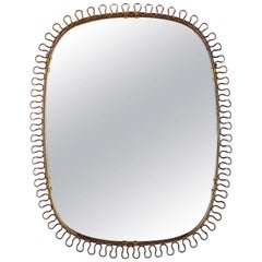 Sculptural Brass Wall Mirror by Josef Frank for Svenskt Tenn, 1950s