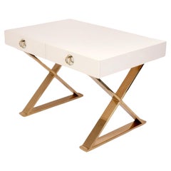 Sculptural Brass "X" Base Desk by Jonathan Adler