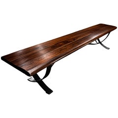 Sculptural Brazilian Modern Bench, Rosewood & Iron, Liceu de Artes, 1960s