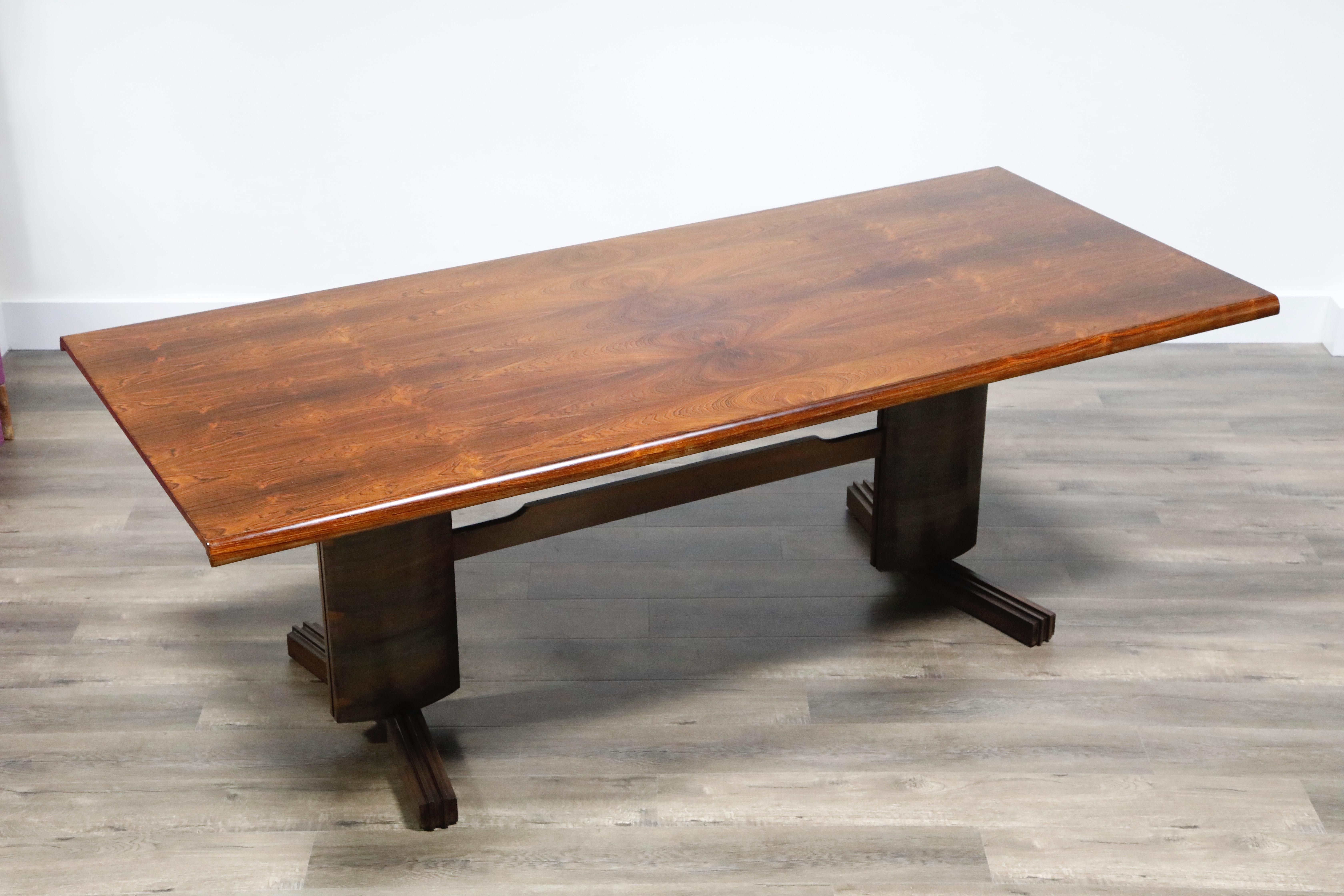 Mid-20th Century Sculptural Brazilian Rosewood Dining Table by Novo Rumo, Brazil, 1960s 
