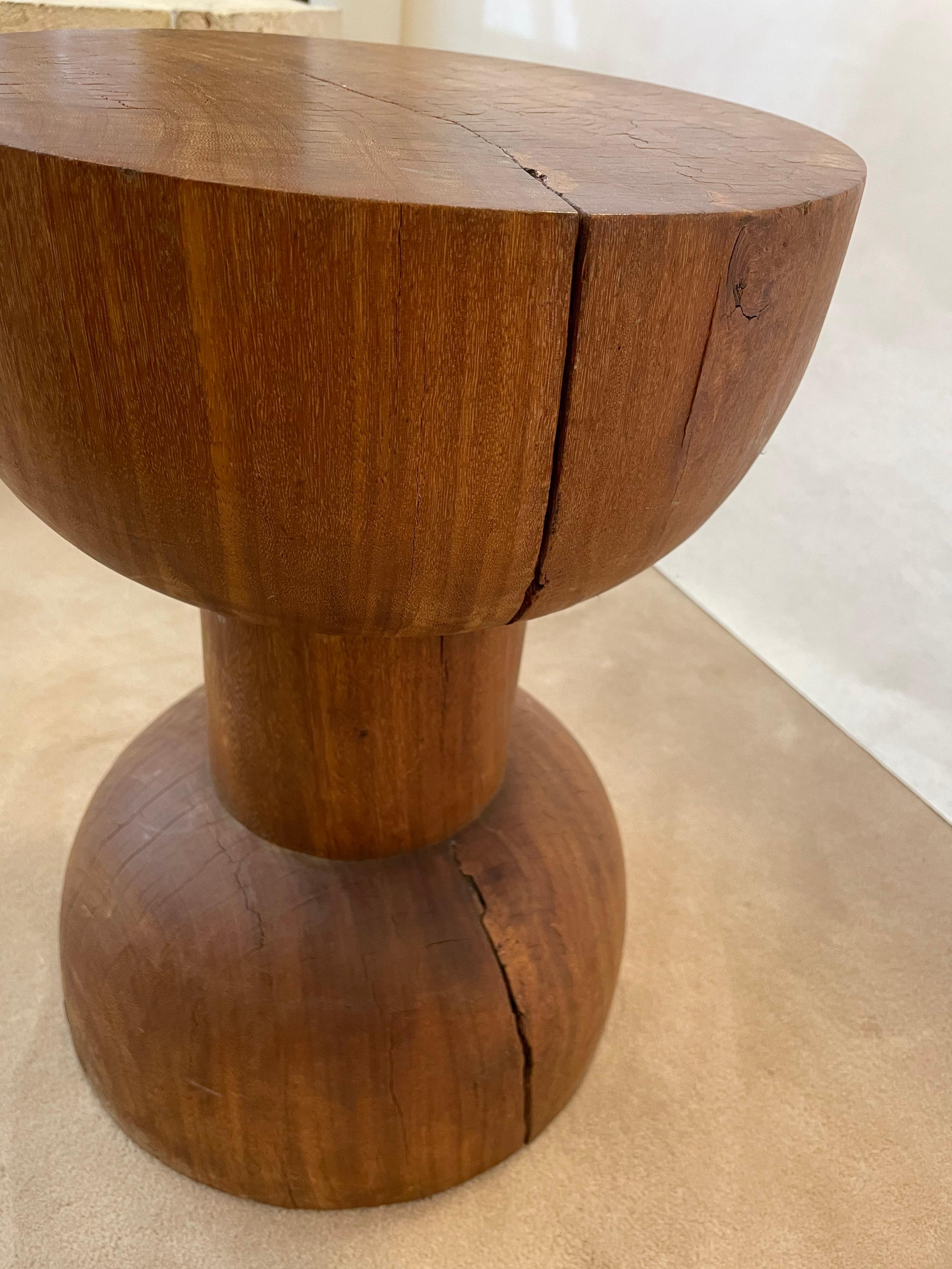 Rustic Sculptural Brazilian Side Table or Stool in Hardwood 