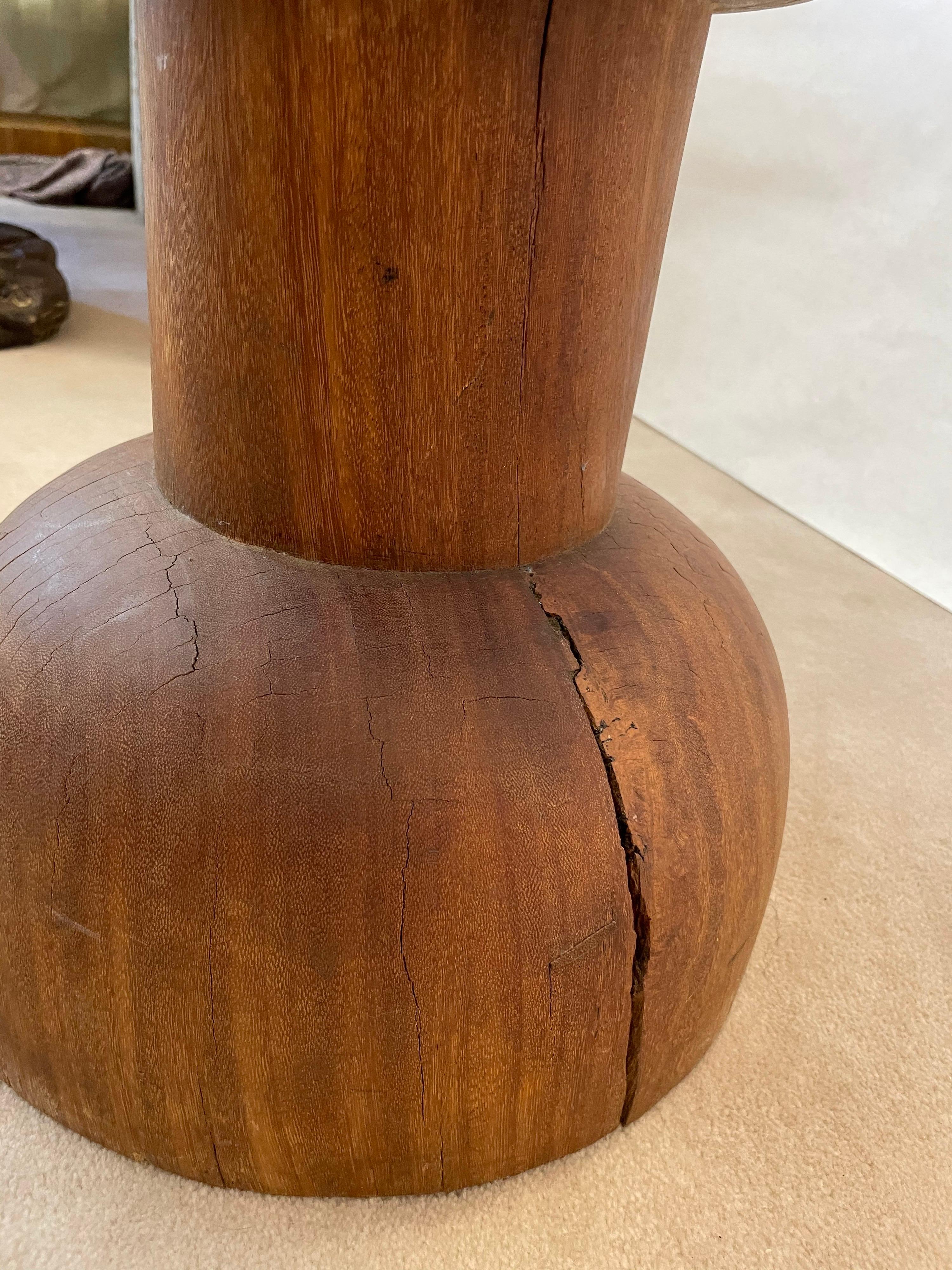 Late 20th Century Sculptural Brazilian Side Table or Stool in Hardwood 