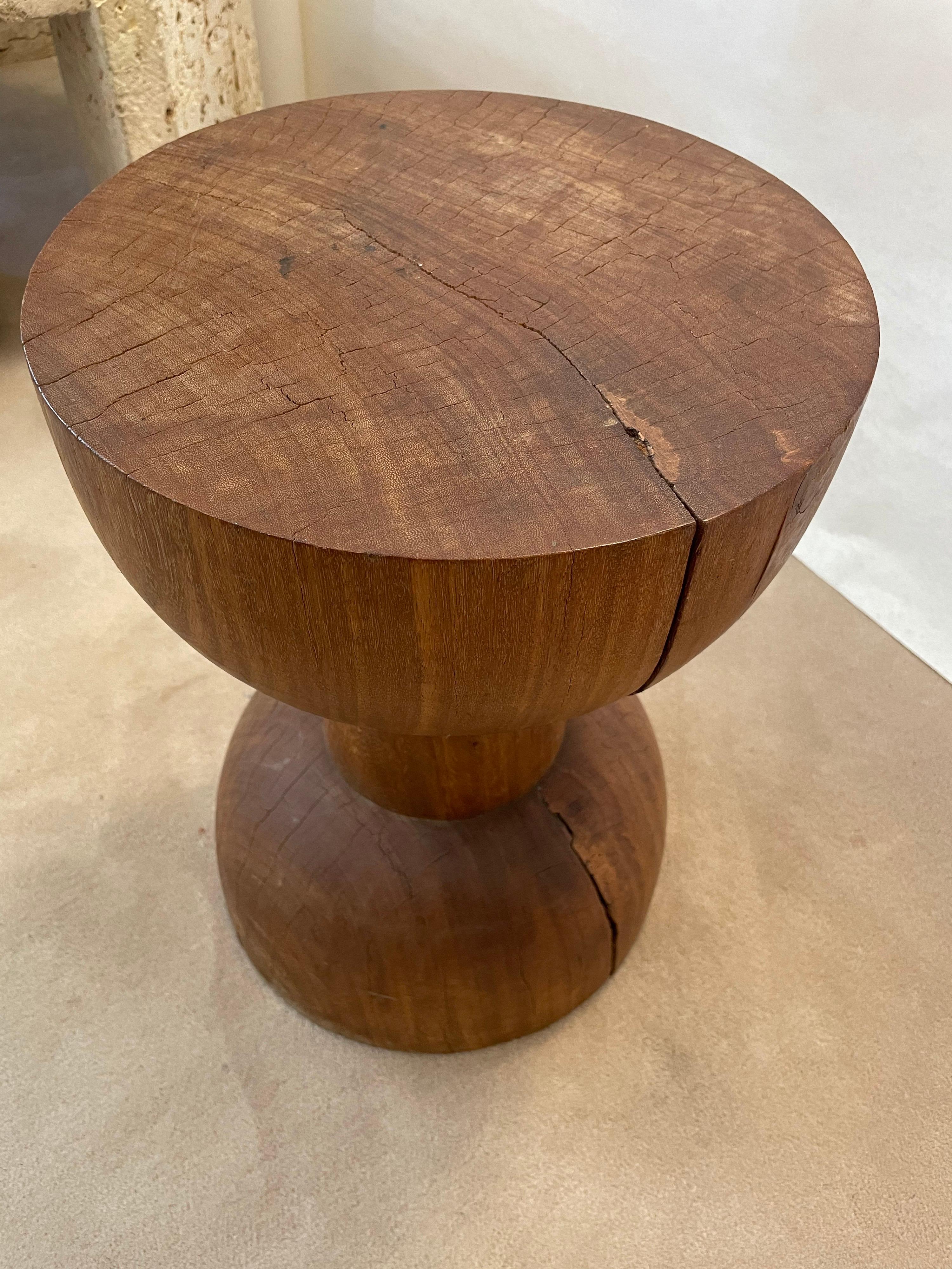 Wood Sculptural Brazilian Side Table or Stool in Hardwood 