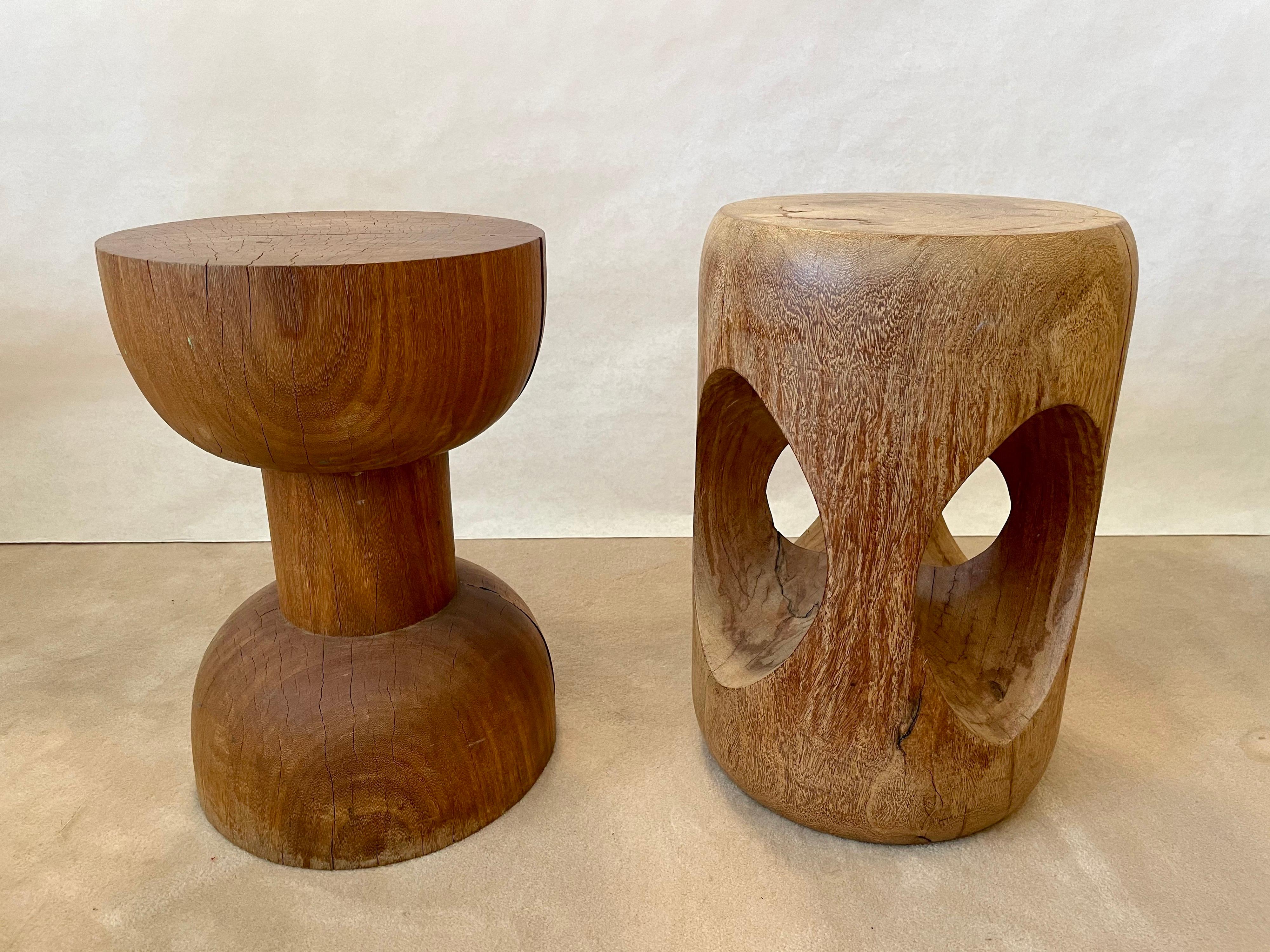 Late 20th Century Sculptural Brazilian Side Table or Stool in Hardwood 