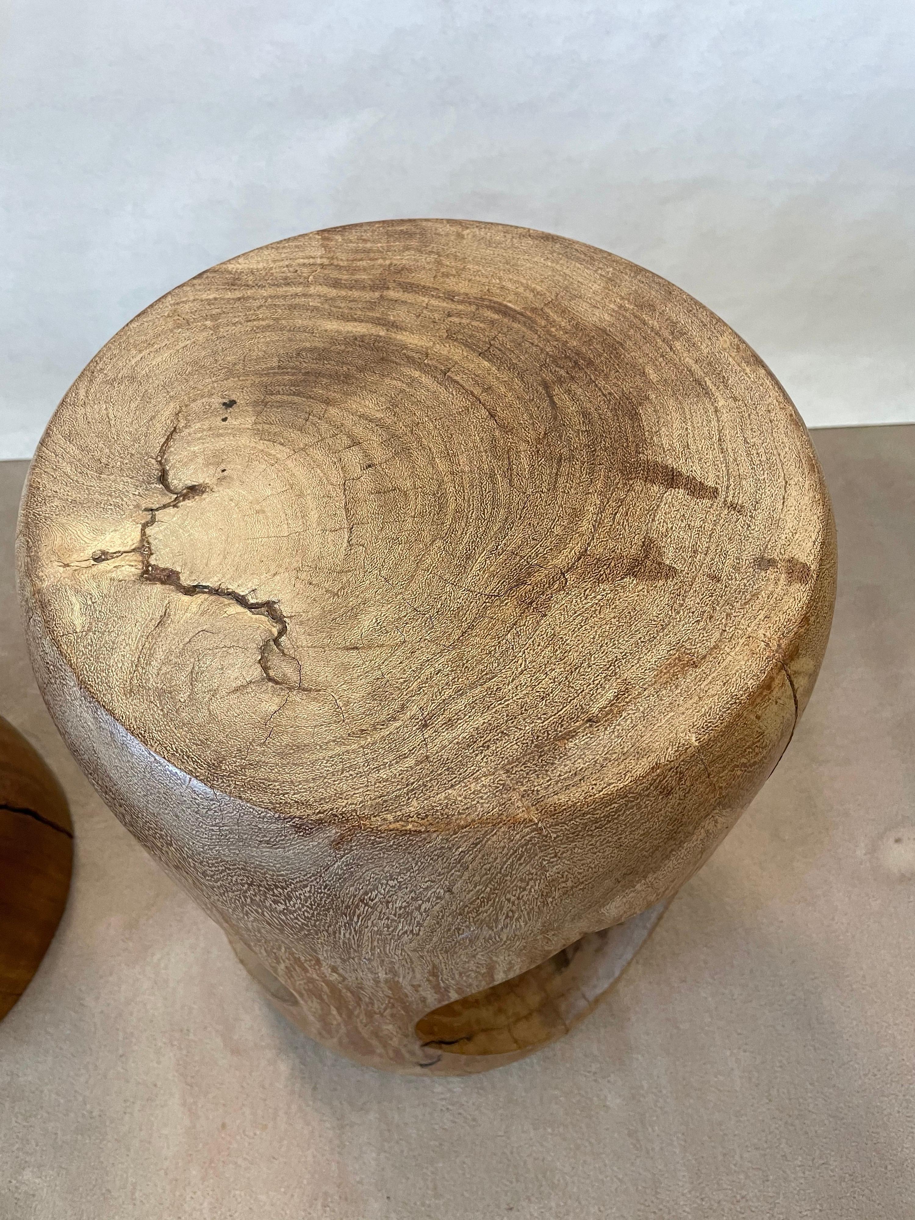 Wood Sculptural Brazilian Side Table or Stool in Hardwood 