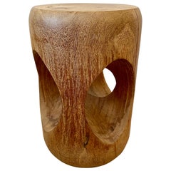 Sculptural Brazilian Side Table or Stool in Hardwood 