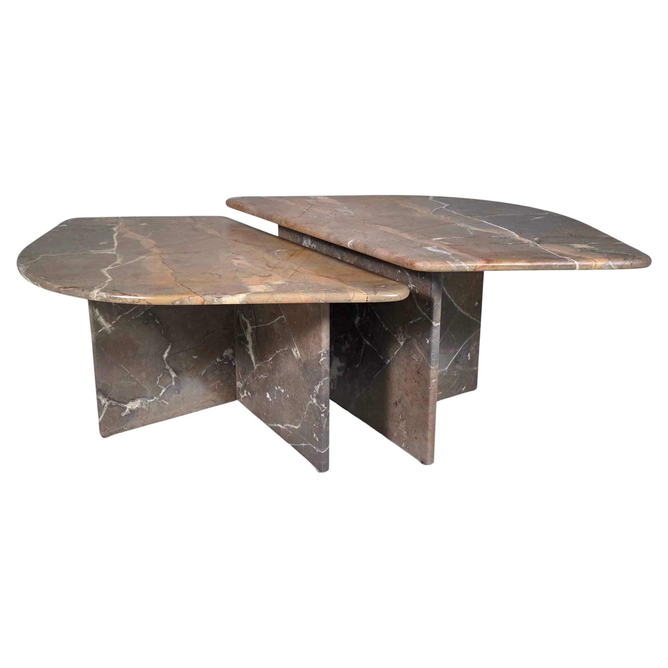 Sculptural Breccia Marble Italian Coffee Tables, 1970s