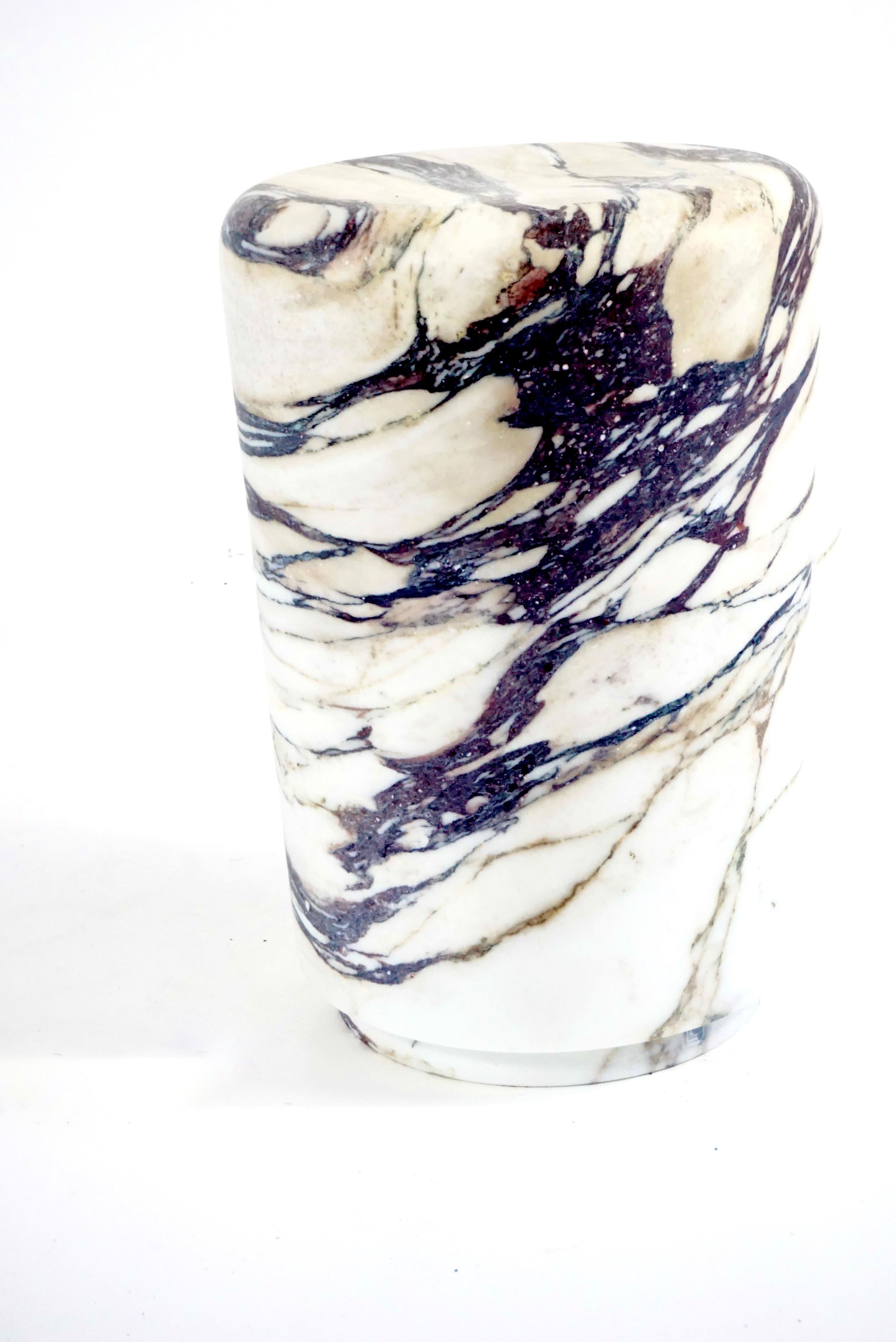 Sculptural Breccia Medicea Marble Stool 