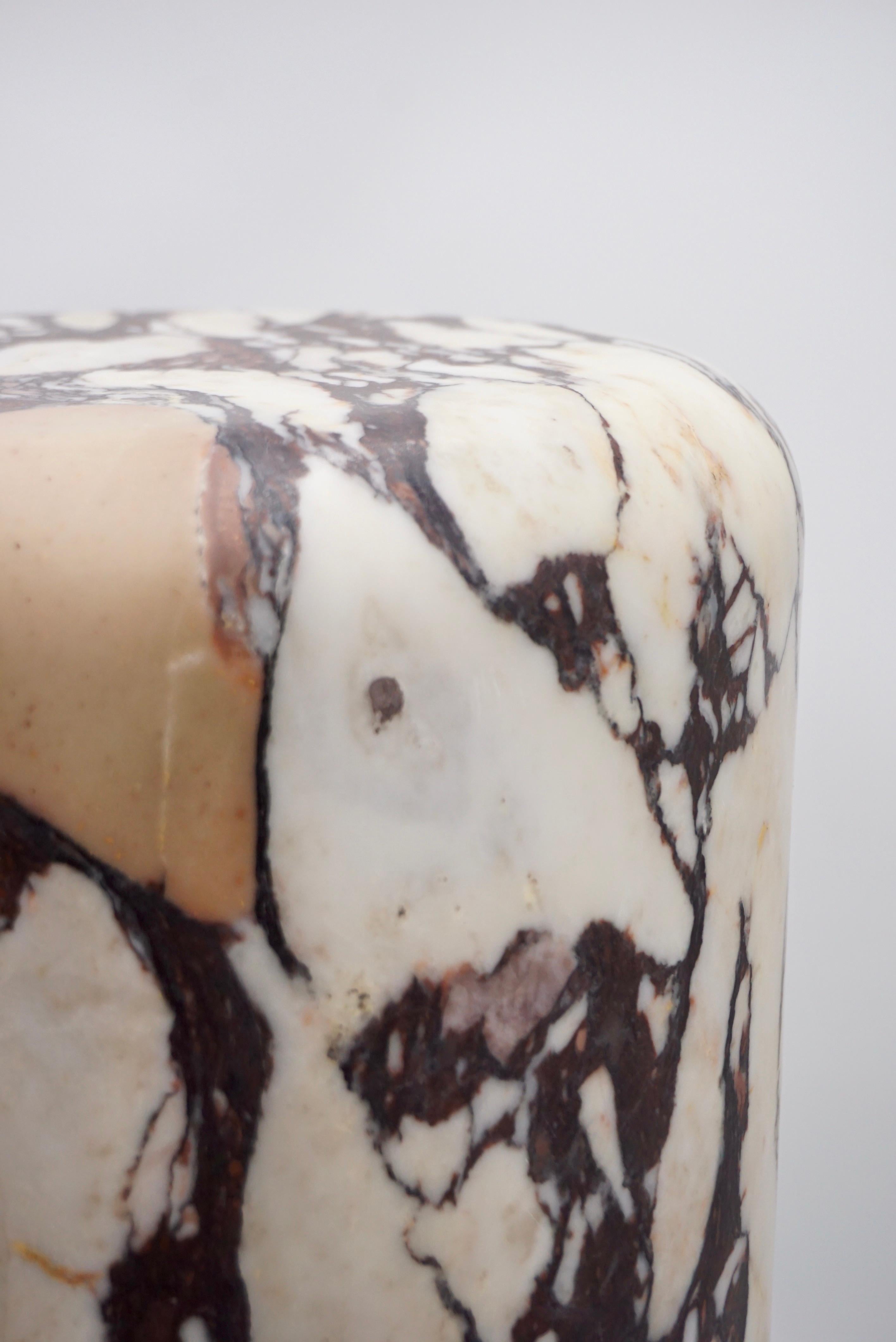 Sculptural Breccia Medicea Marble Stool 