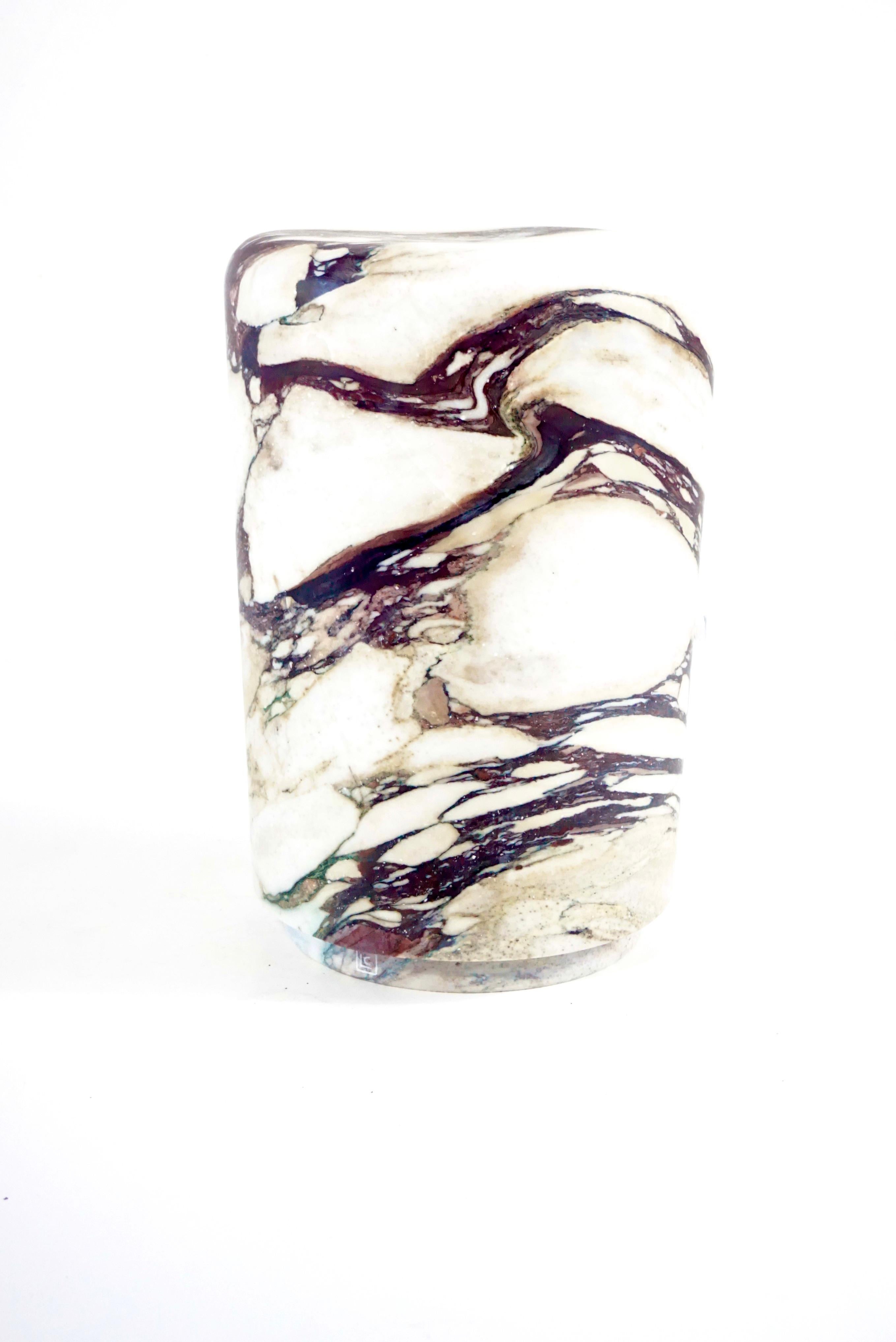 Sculptural Breccia Medicea Marble Stool 