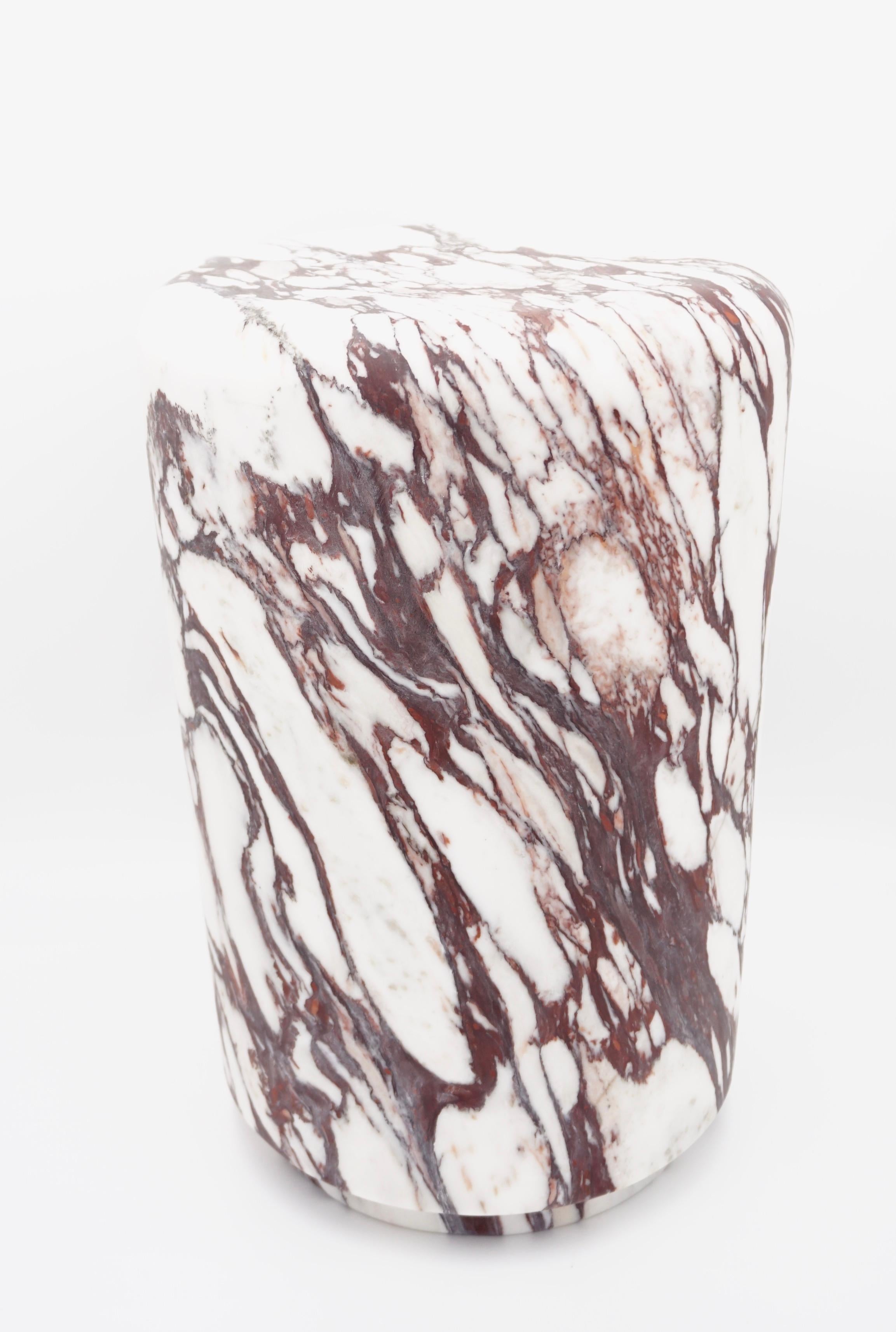 Sculptural breccia medicea marble stool /side table 