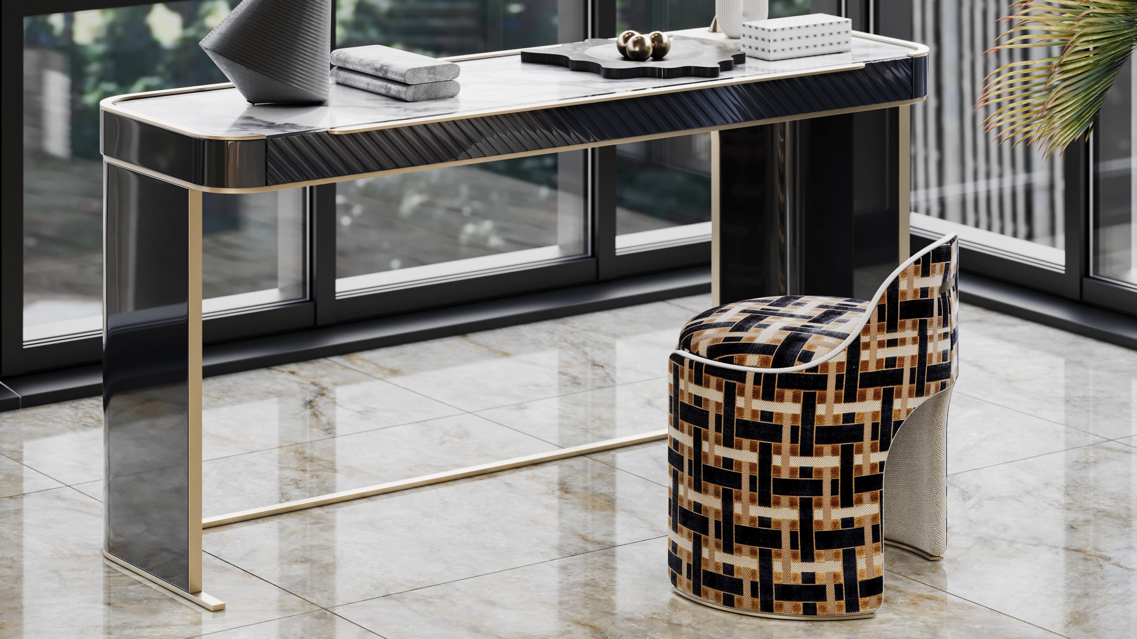 Portuguese Sculptural Brion Stool in Bold Fabric For Sale
