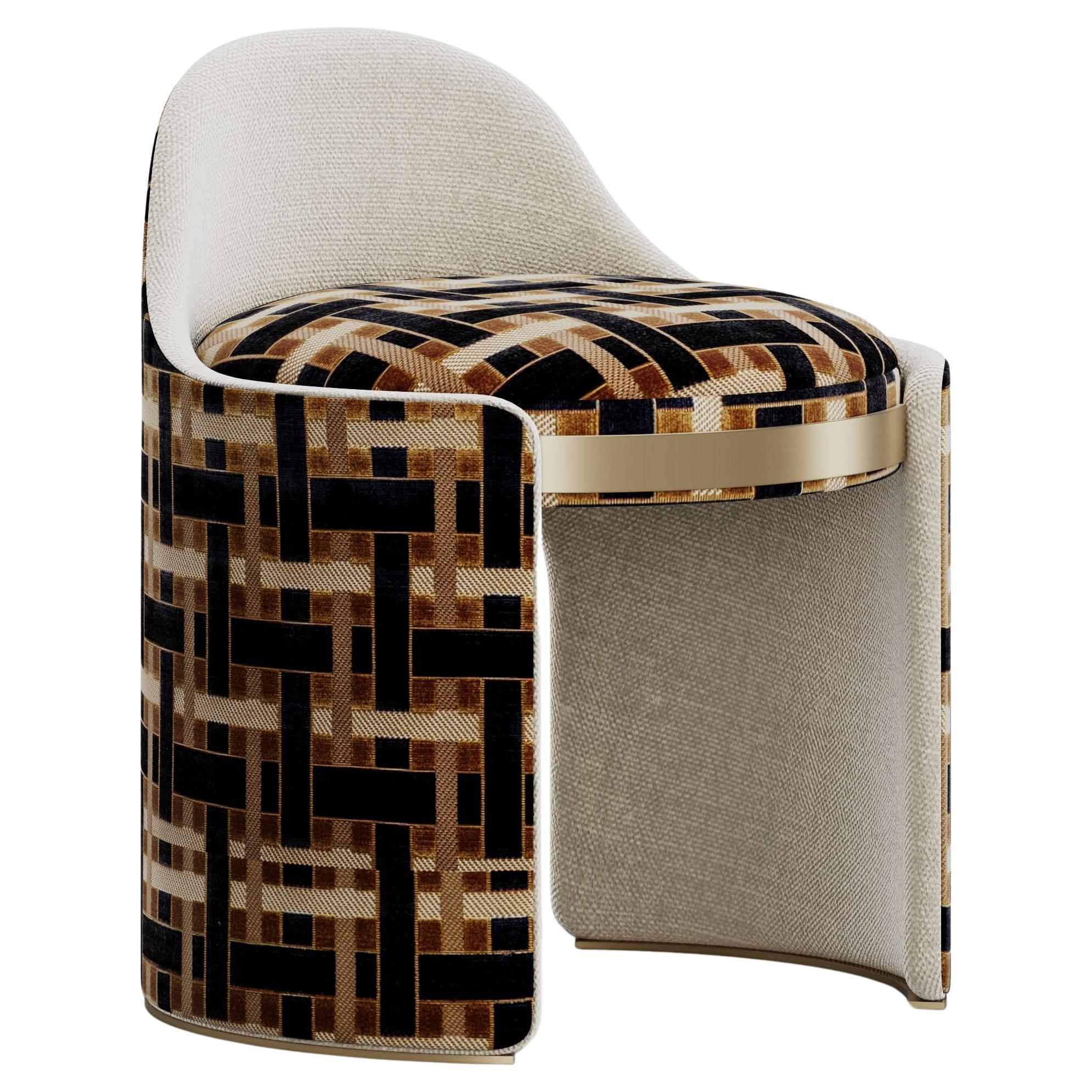 Sculptural Brion Stool in Bold Fabric