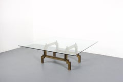 Sculptural Bronze and Glass Coffee Table by Peter Ghyczy