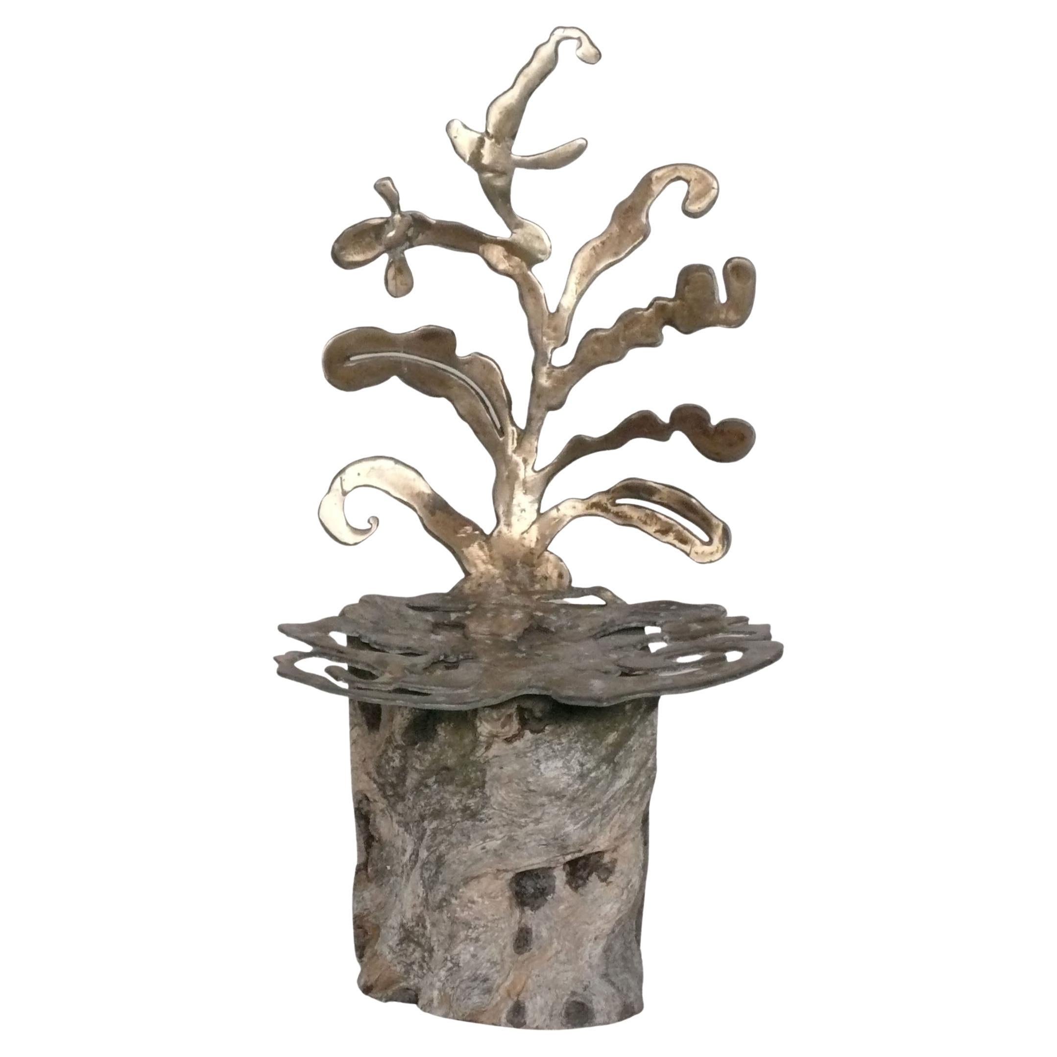 Sculptural Bronze and Tree Stump Chair by Alan Siegel Mid Century Post Modern