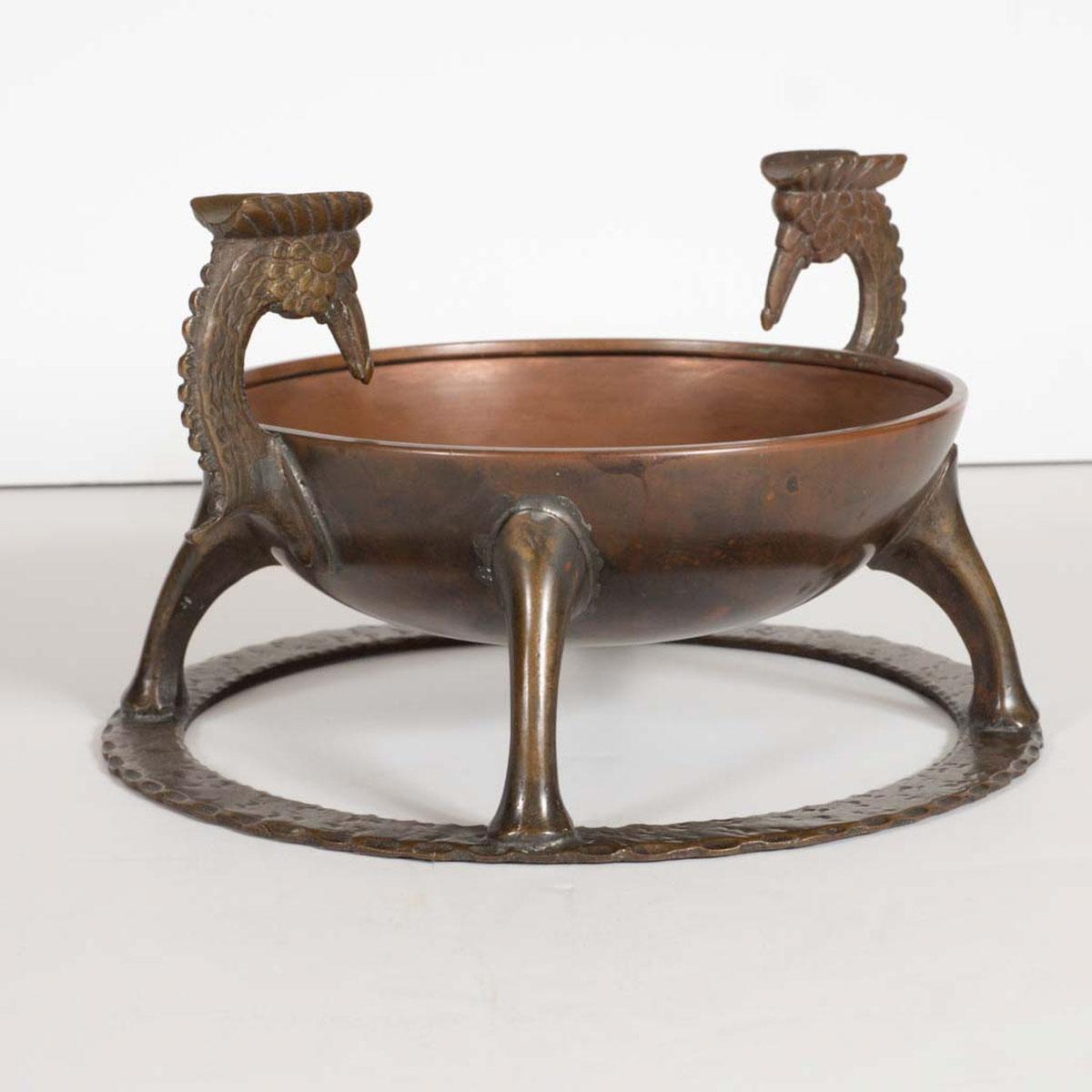 American Sculptural Bronze Ashtray by Oscar Bach For Sale