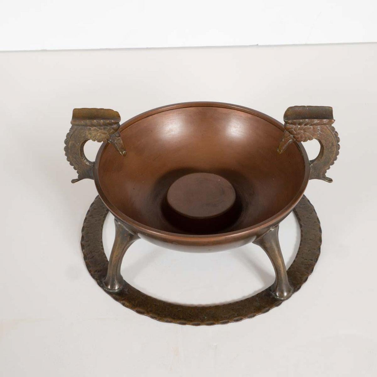Early 20th Century Sculptural Bronze Ashtray by Oscar Bach For Sale