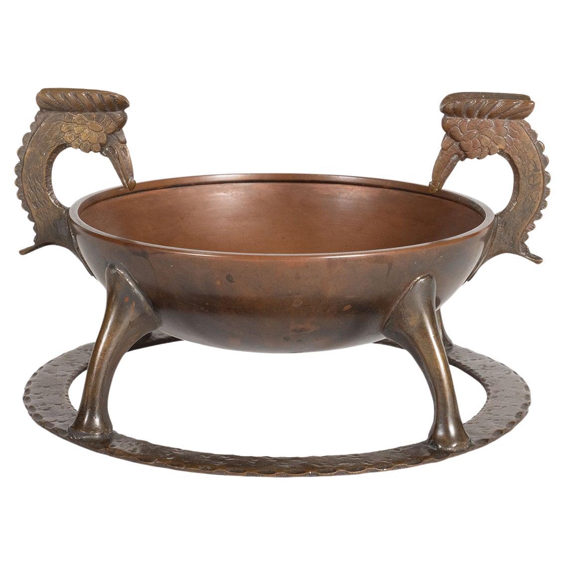 Sculptural Bronze Ashtray by Oscar Bach For Sale