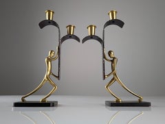Sculptural Bronze Candelabras by Karl Hagenauer, 1940s