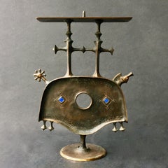Skulpturaler Bronze-Kerzenhalter:: Ungarn:: Mitte 20