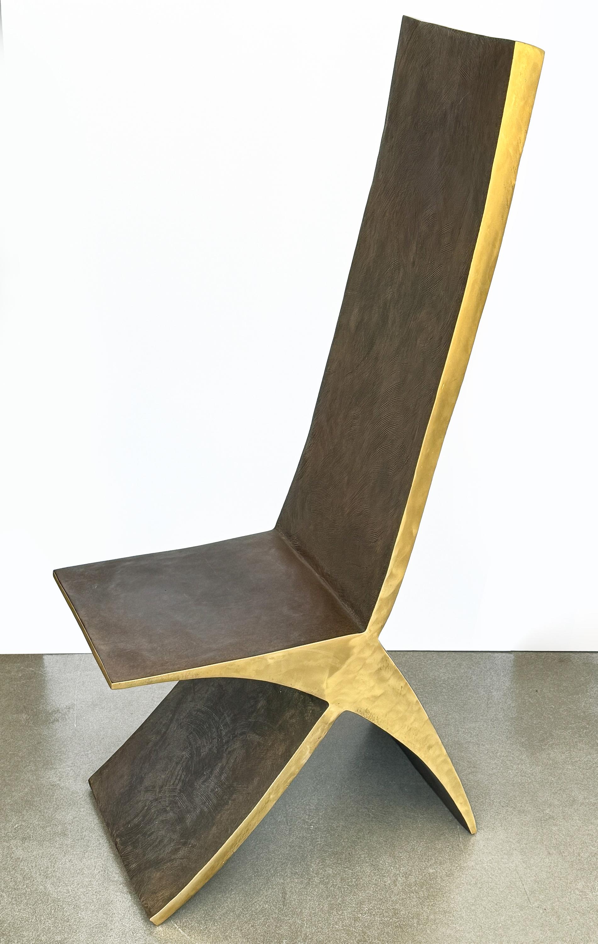 American Sculptural Bronze Chair by James Vilona For Sale