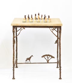 Table d'échecs sculpturale en bronze