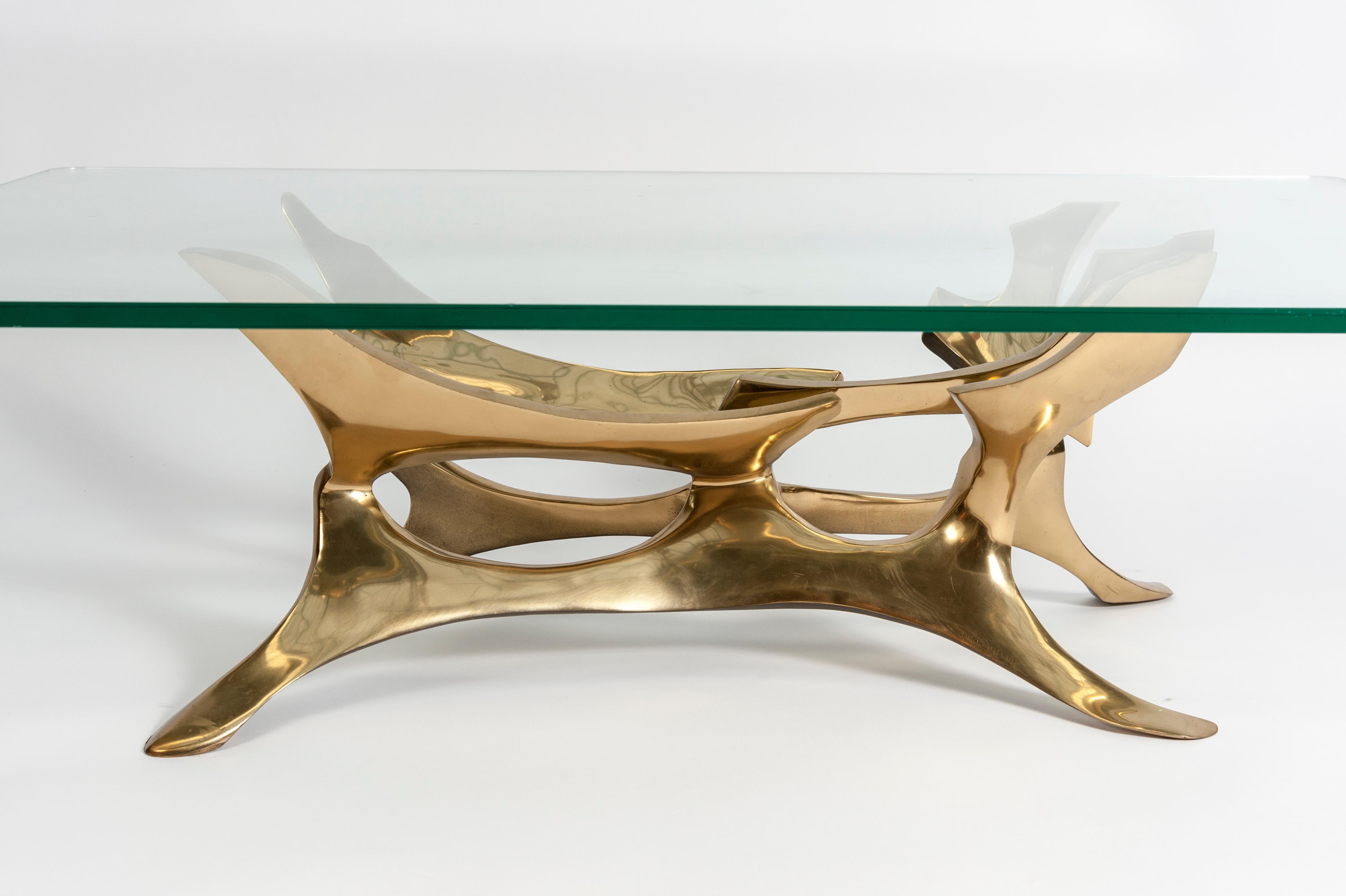 Sculptural Bronze Coffee Table by Fred Brouard In Good Condition In Bois-Colombes, FR