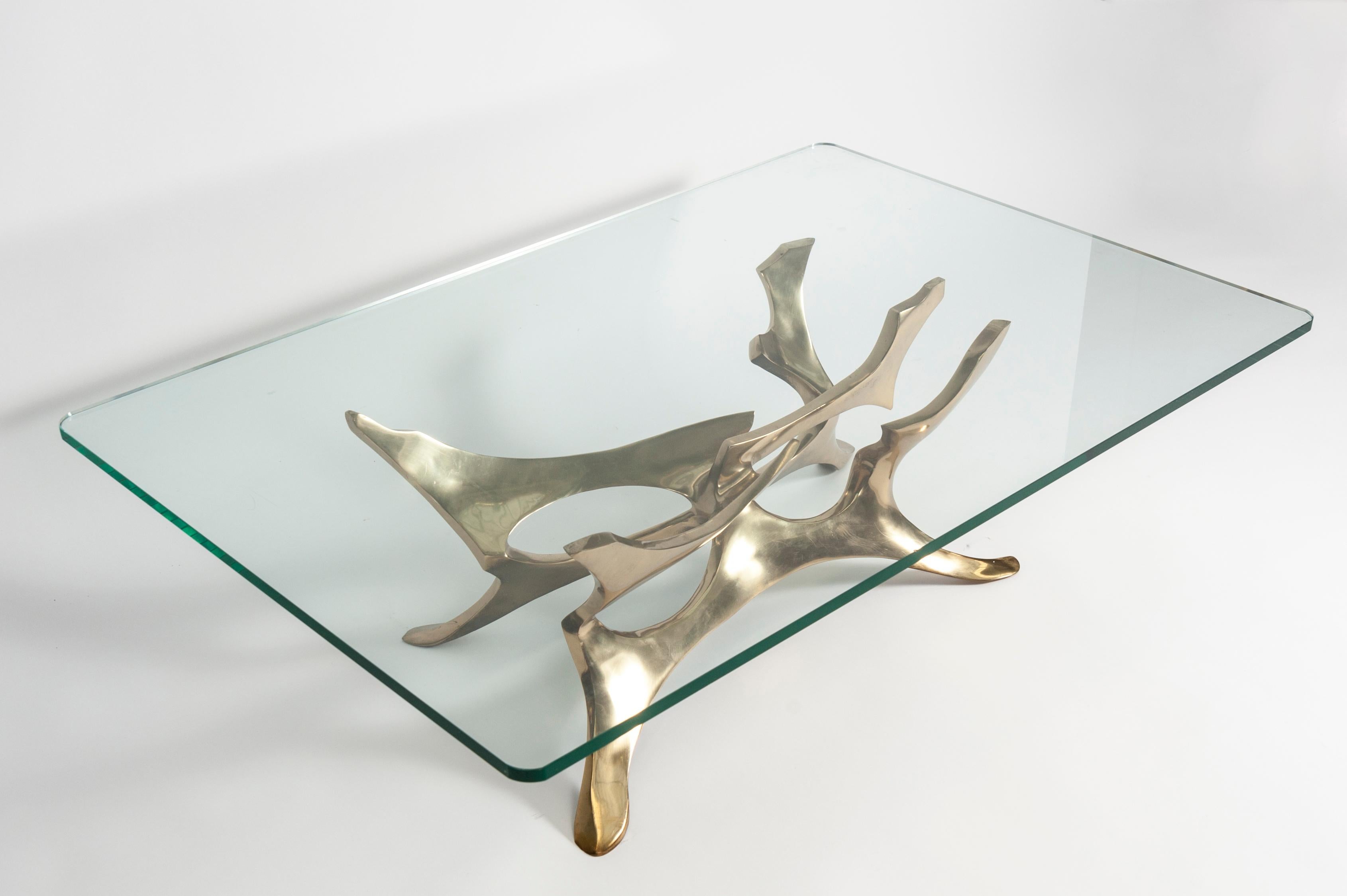 Sculptural Bronze Coffee Table by Fred Brouard 1