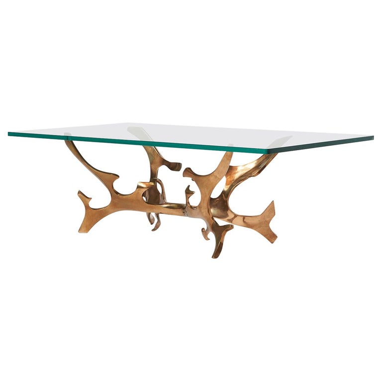 Sculptural Bronze Coffee Table by Fred Brouard