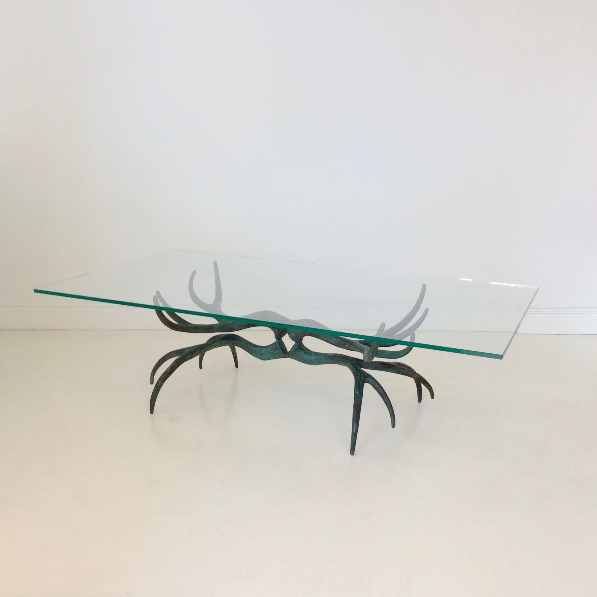 Sculptural Patinated Bronze Coffee Table, circa 1970, France 4