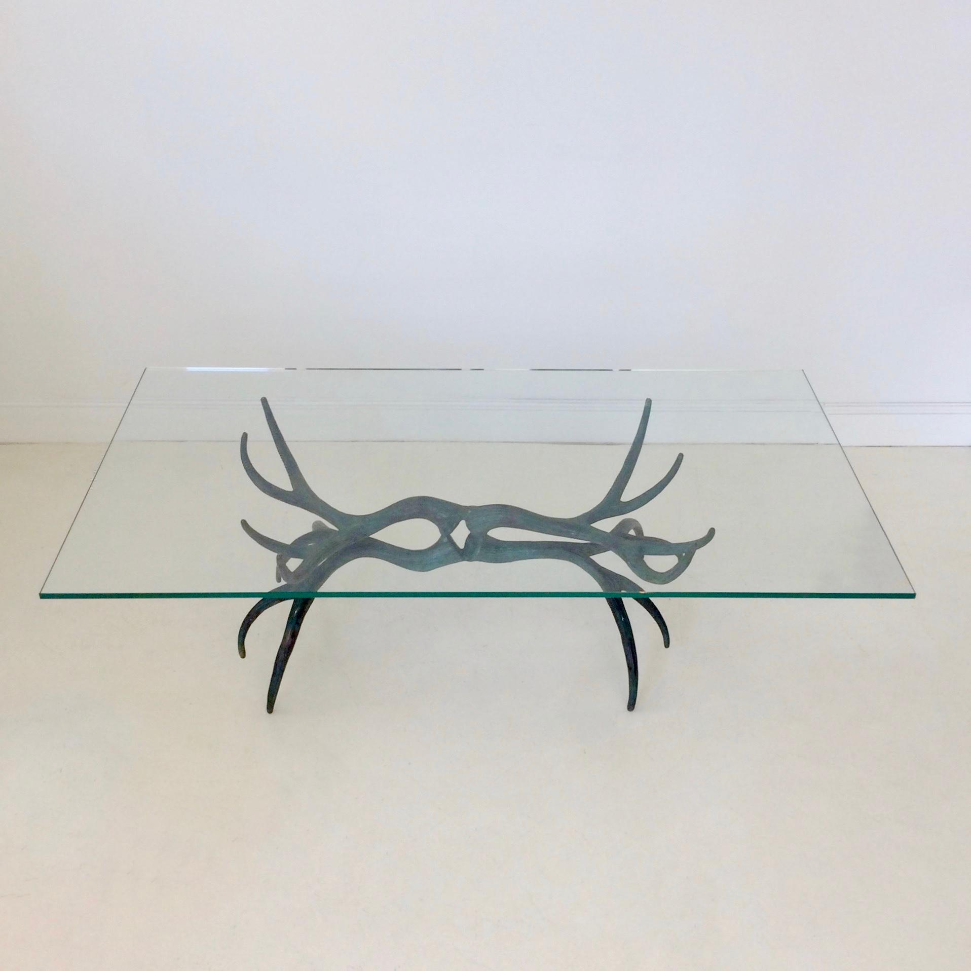 Sculptural Patinated Bronze Coffee Table, circa 1970, France 5