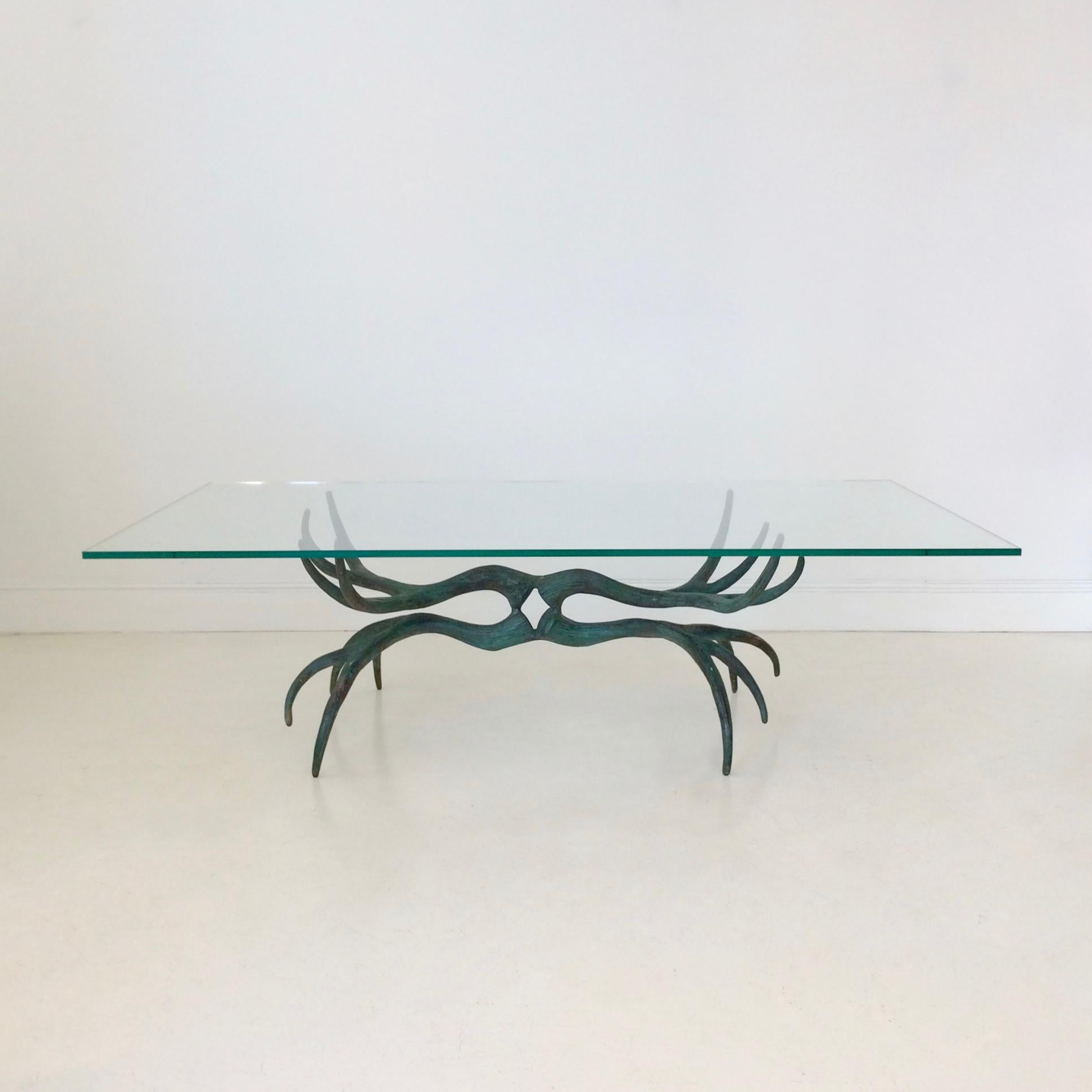Mid-Century Modern Sculptural Patinated Bronze Coffee Table, circa 1970, France