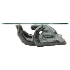 Sculptural Bronze Coffee Table in Form of a Hand Italy 1970s