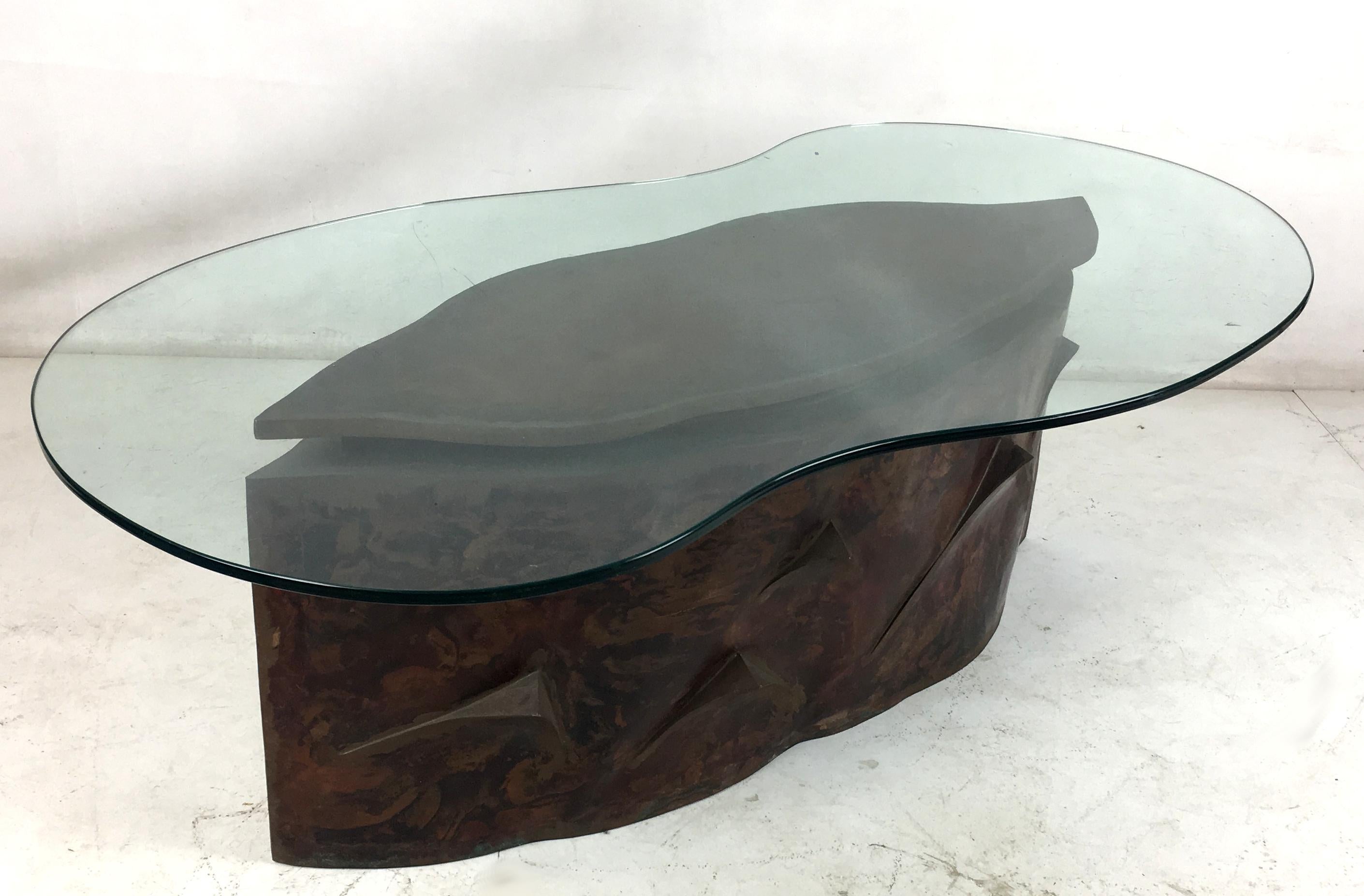 Sculptural Bronze Coffee Table in the Style of Philip & Kelvin Laverne In Excellent Condition In Danville, CA
