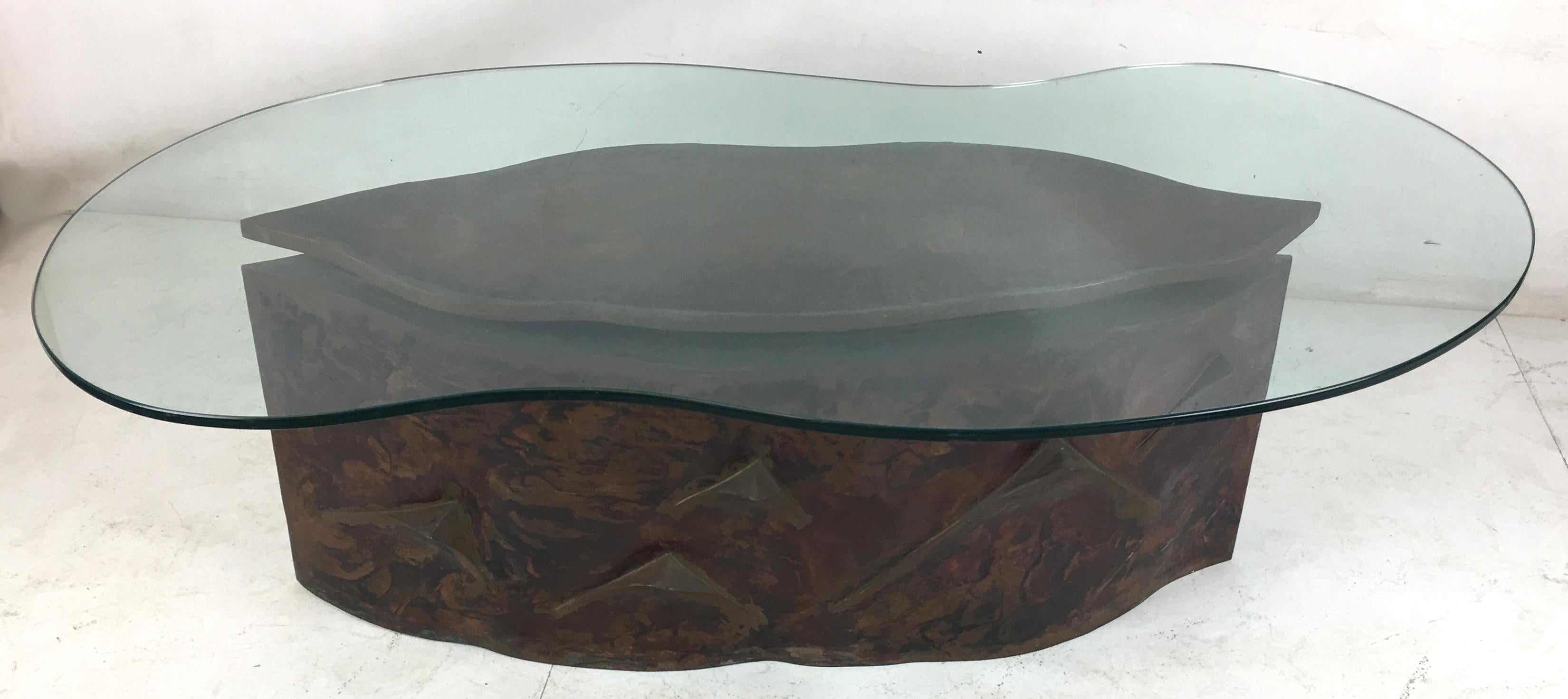 Late 20th Century Sculptural Bronze Coffee Table in the Style of Philip & Kelvin Laverne