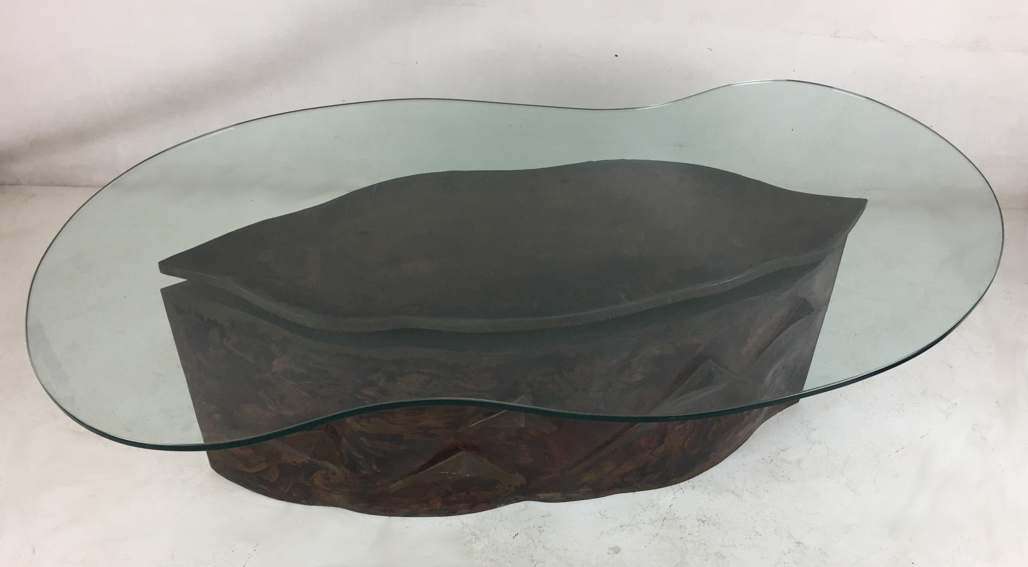 Sculptural Bronze Coffee Table in the Style of Philip & Kelvin Laverne 1